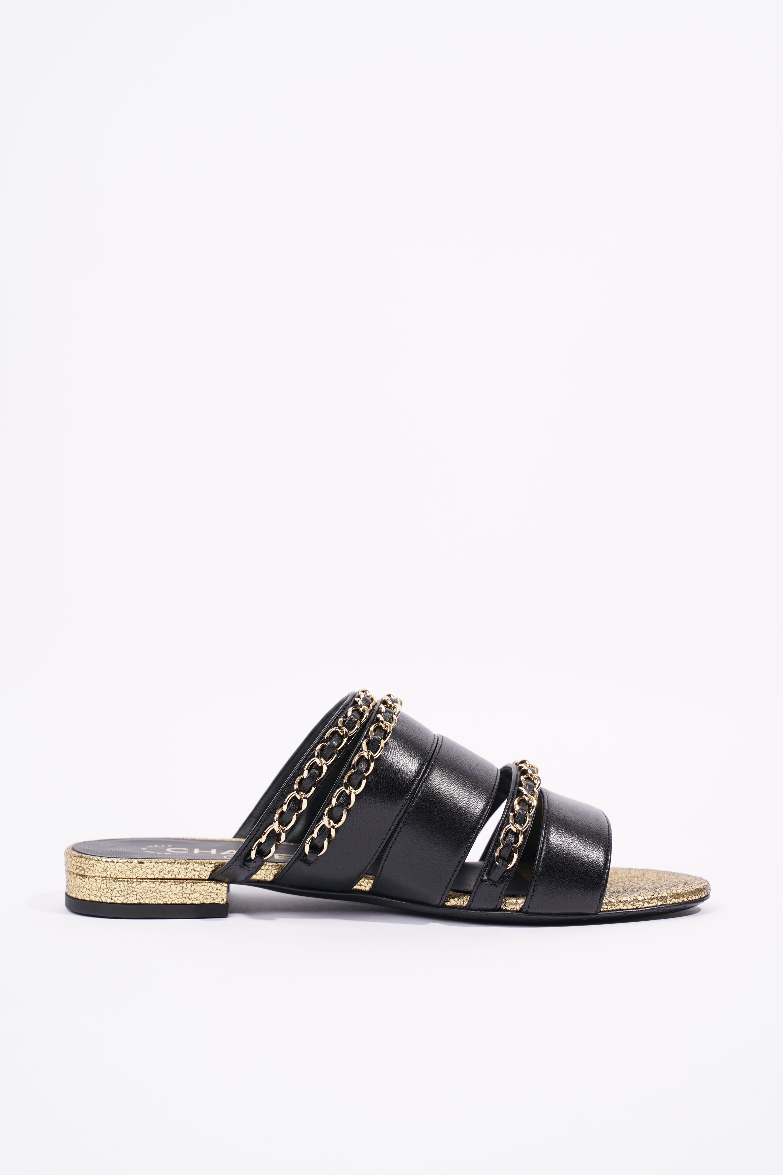 Chanel Womens Chain Mule Black / Gold EU 36 / UK 3