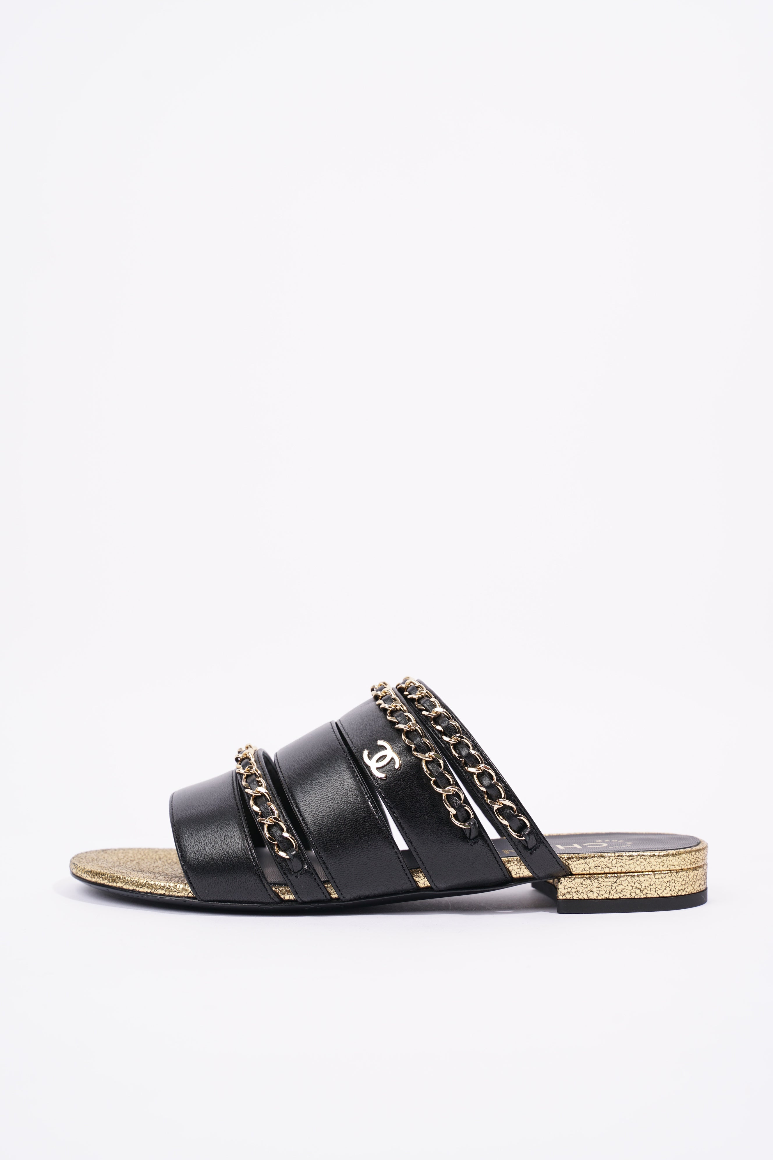 Chanel Womens Chain Mule Black / Gold EU 36 / UK 3