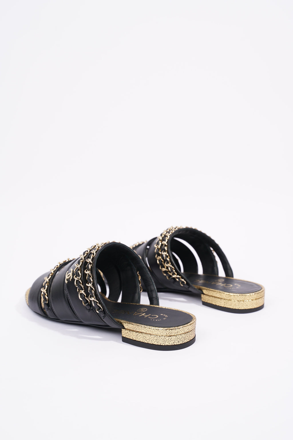 Chanel Womens Chain Mule Black / Gold EU 36 / UK 3