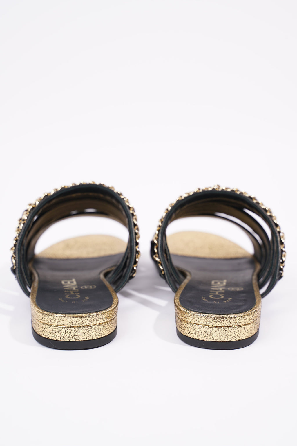Chanel Womens Chain Mule Black / Gold EU 36 / UK 3