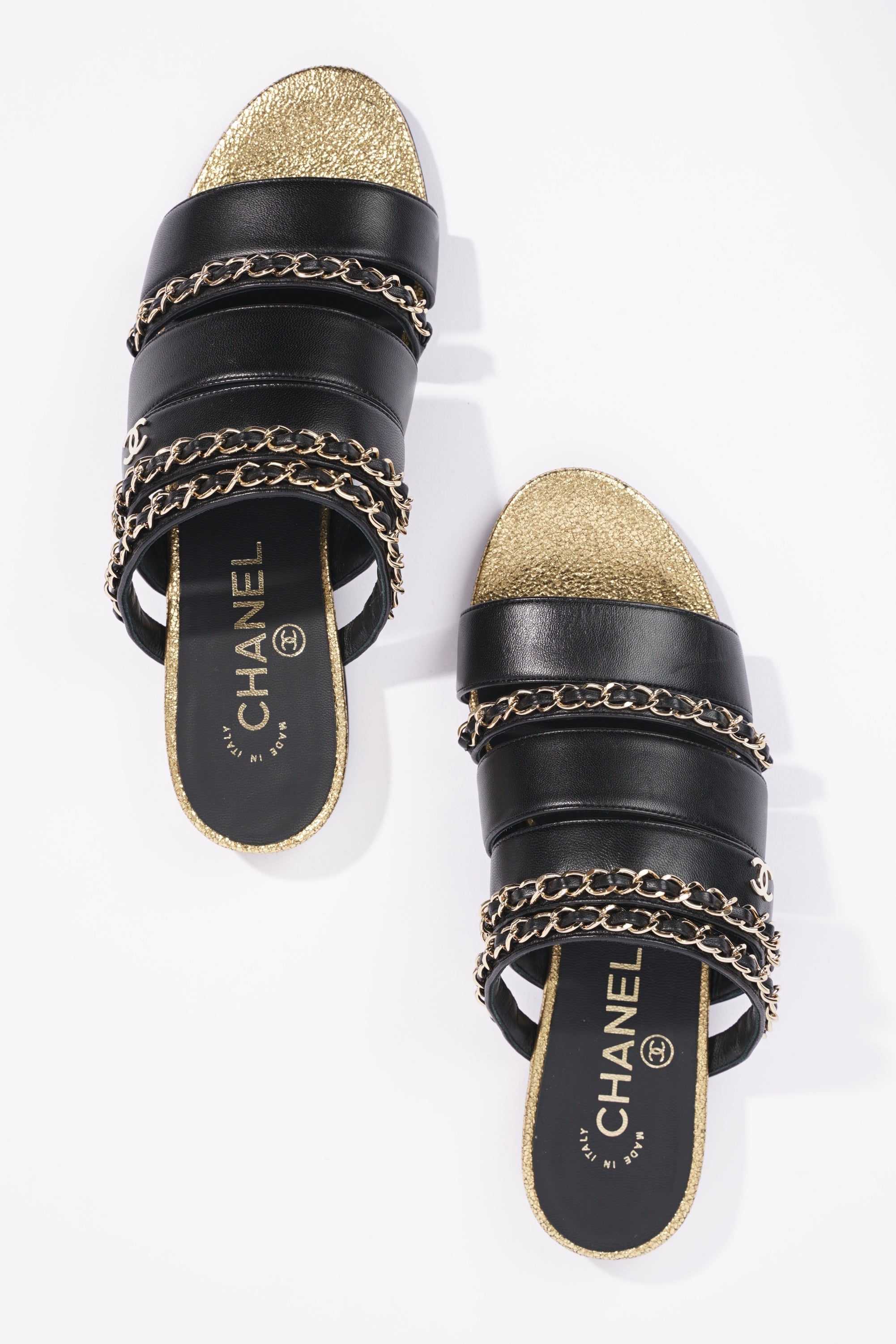 Chanel Womens Chain Mule Black / Gold EU 36 / UK 3