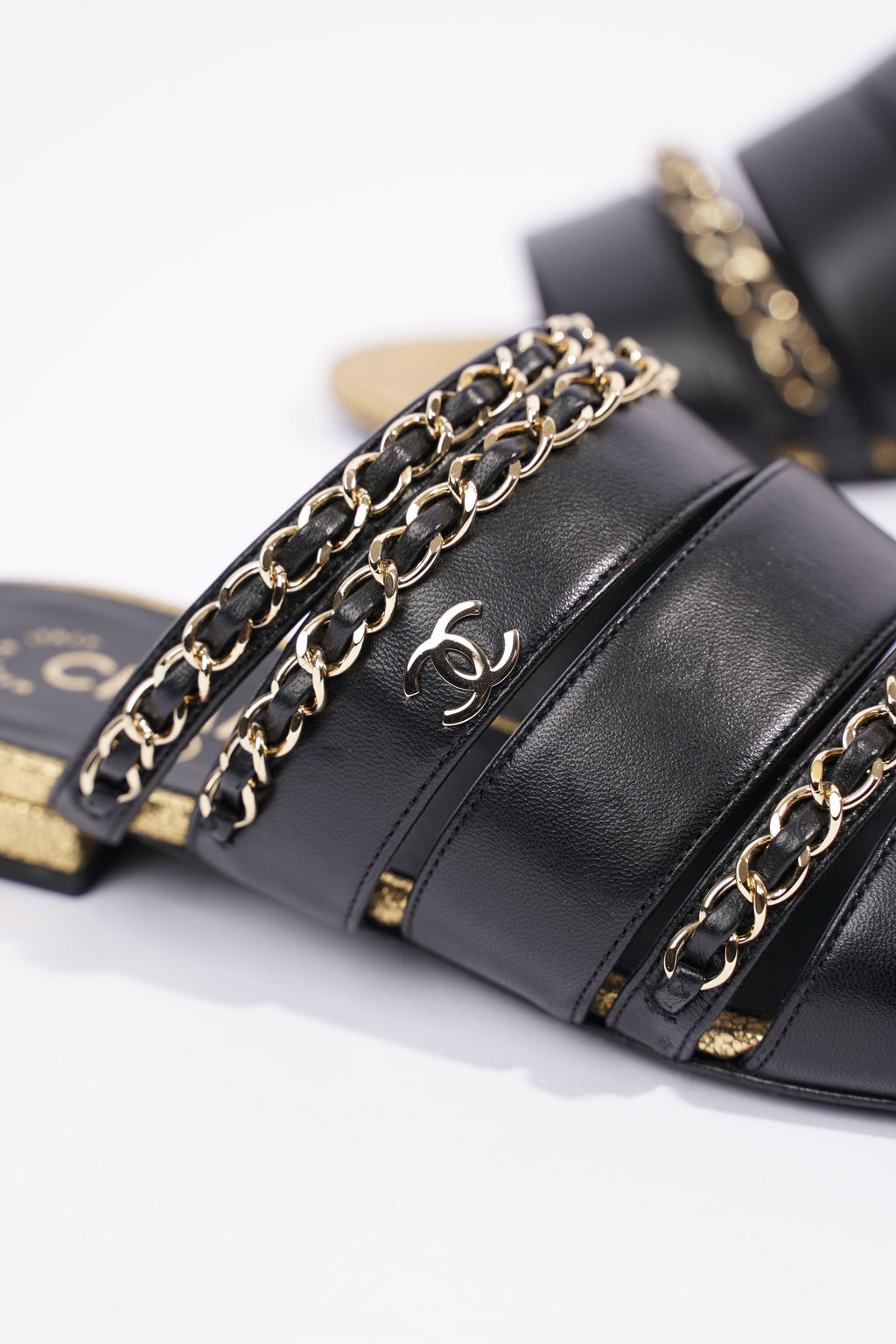 Chanel Womens Chain Mule Black / Gold EU 36 / UK 3