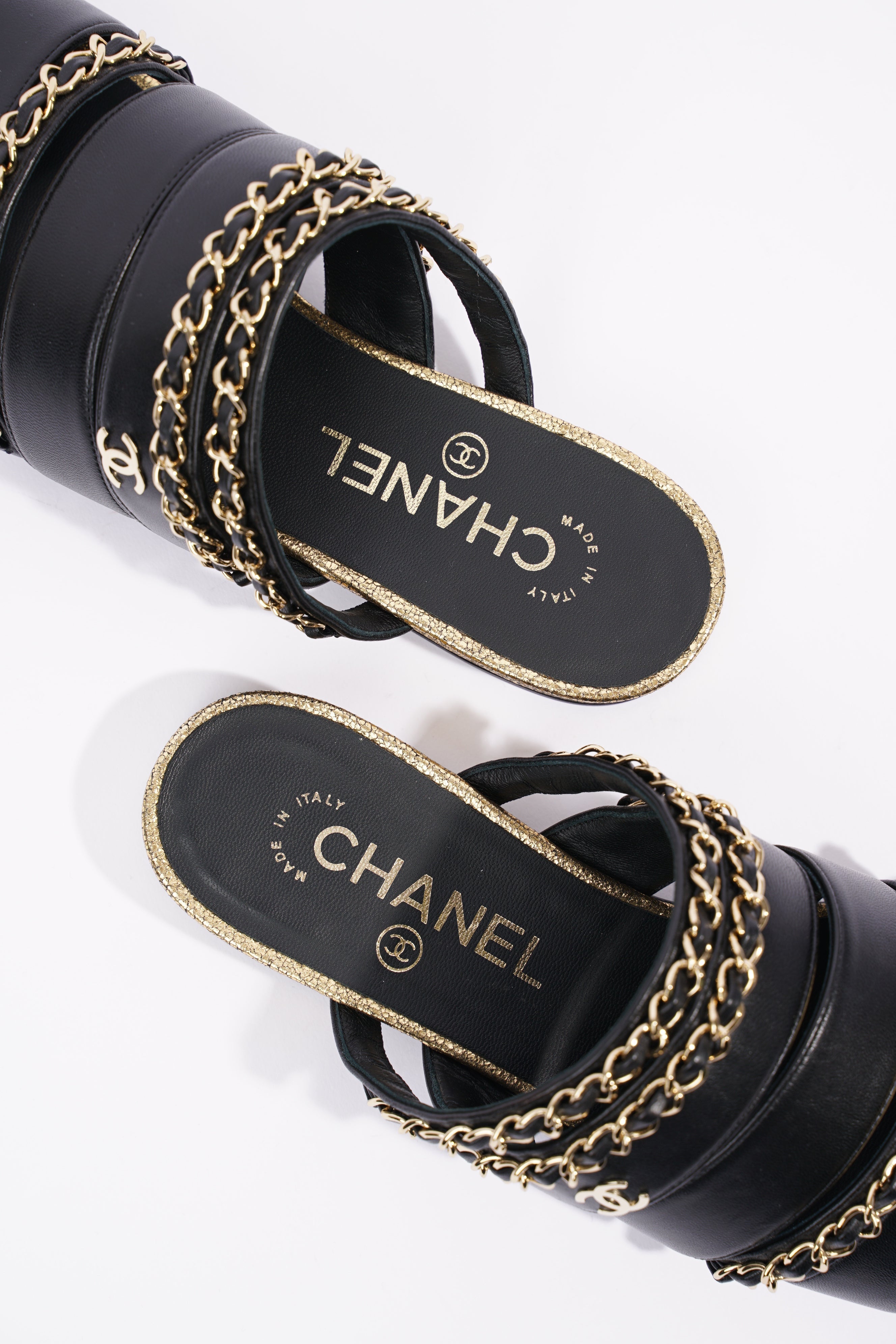 Chanel Womens Chain Mule Black / Gold EU 36 / UK 3