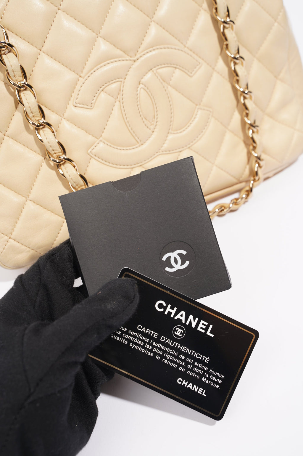 Chanel Womens Vintage Petit Timeless Tote Cream Leather Small