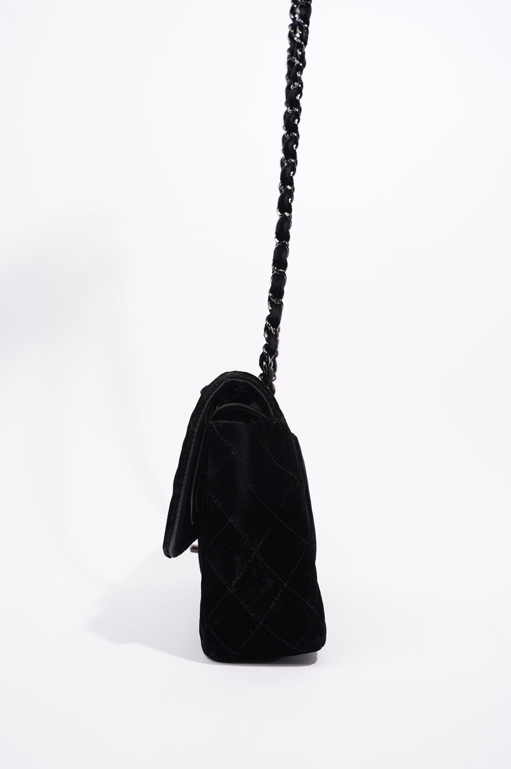 Chanel Womens Classic Flap Black Velvet Medium