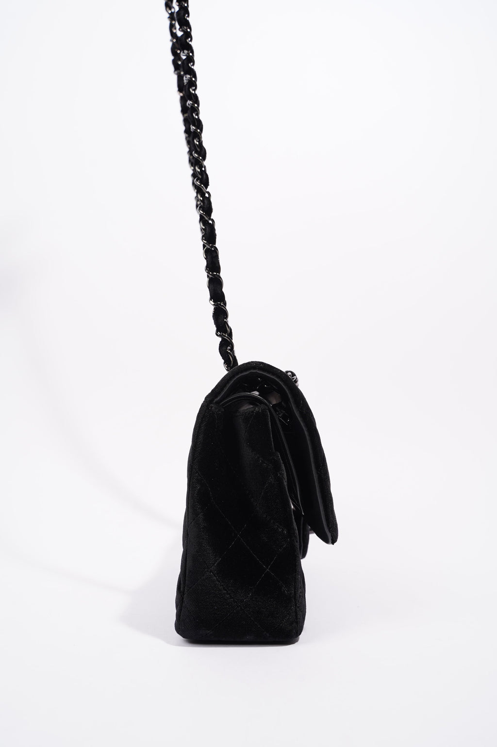 Chanel Womens Classic Flap Black Velvet Medium
