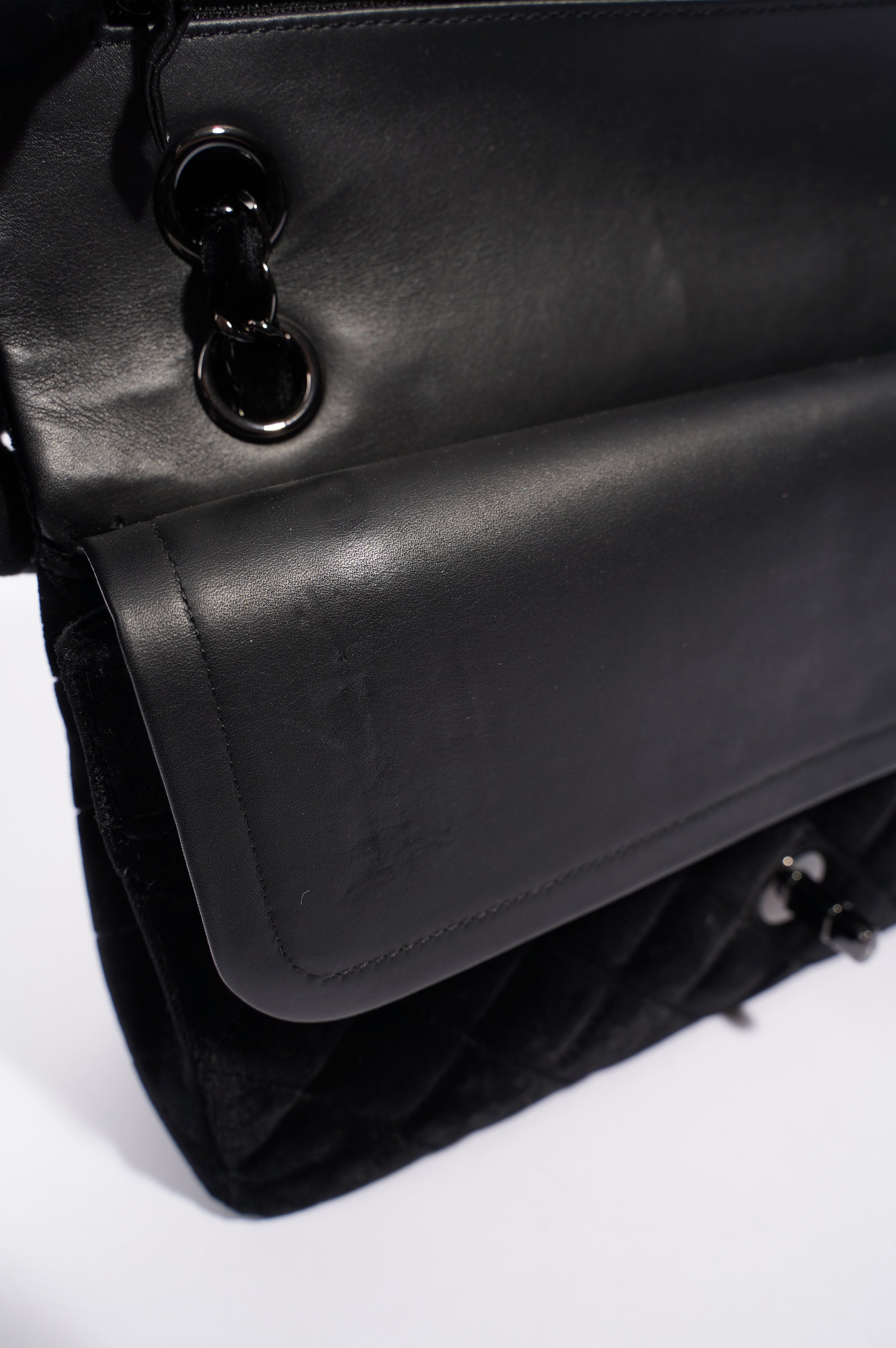 Chanel Womens Classic Flap Black Velvet Medium