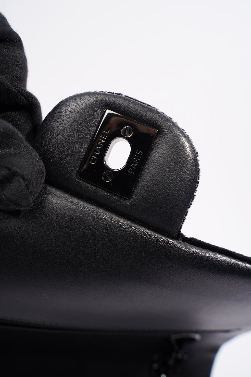 Chanel Womens Classic Flap Black Velvet Medium