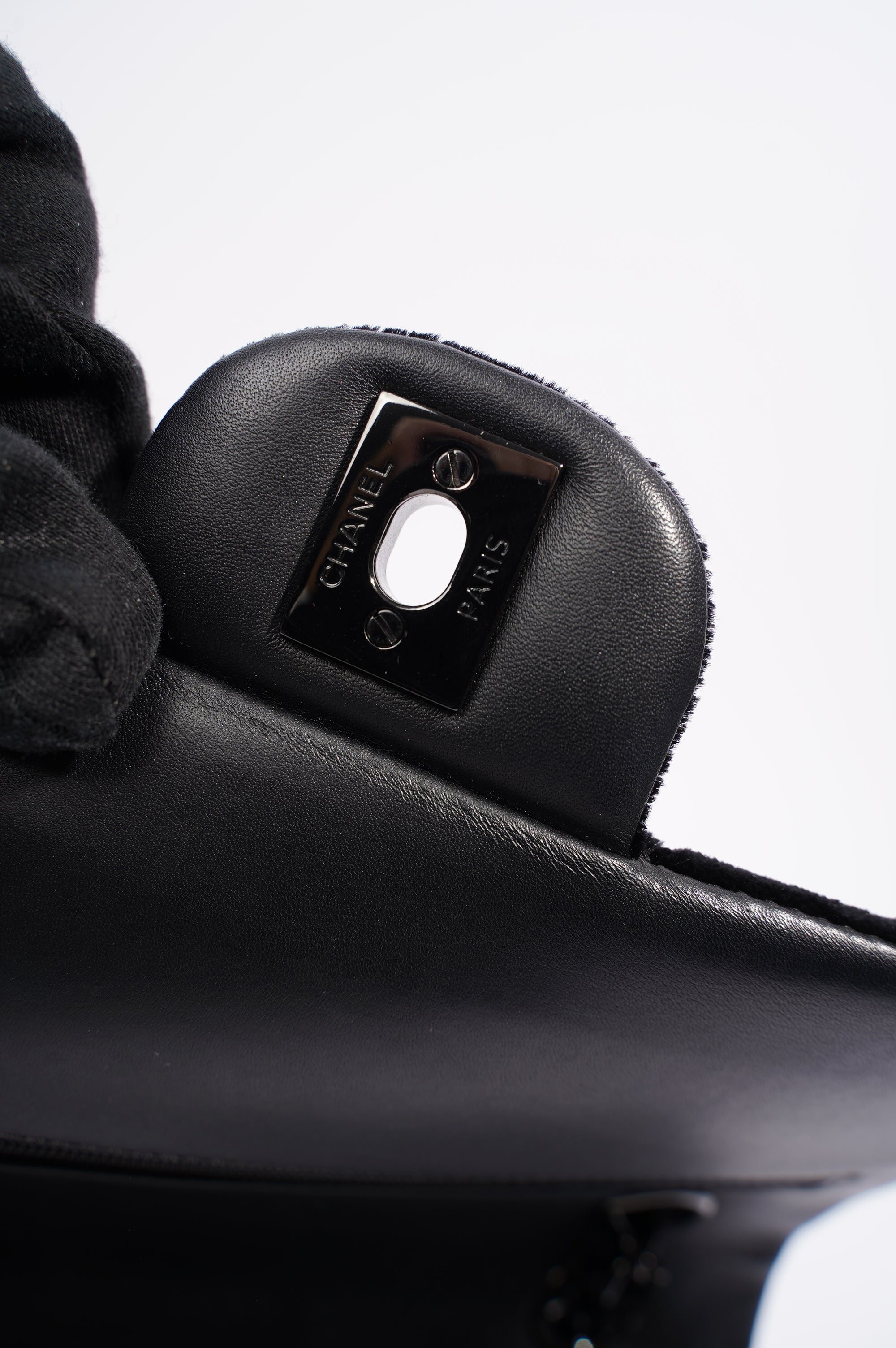 Chanel Womens Classic Flap Black Velvet Medium