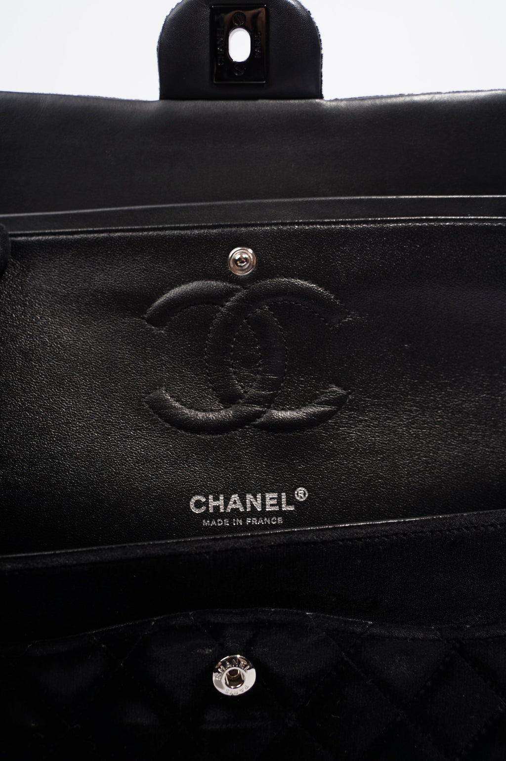 Chanel Womens Classic Flap Black Velvet Medium