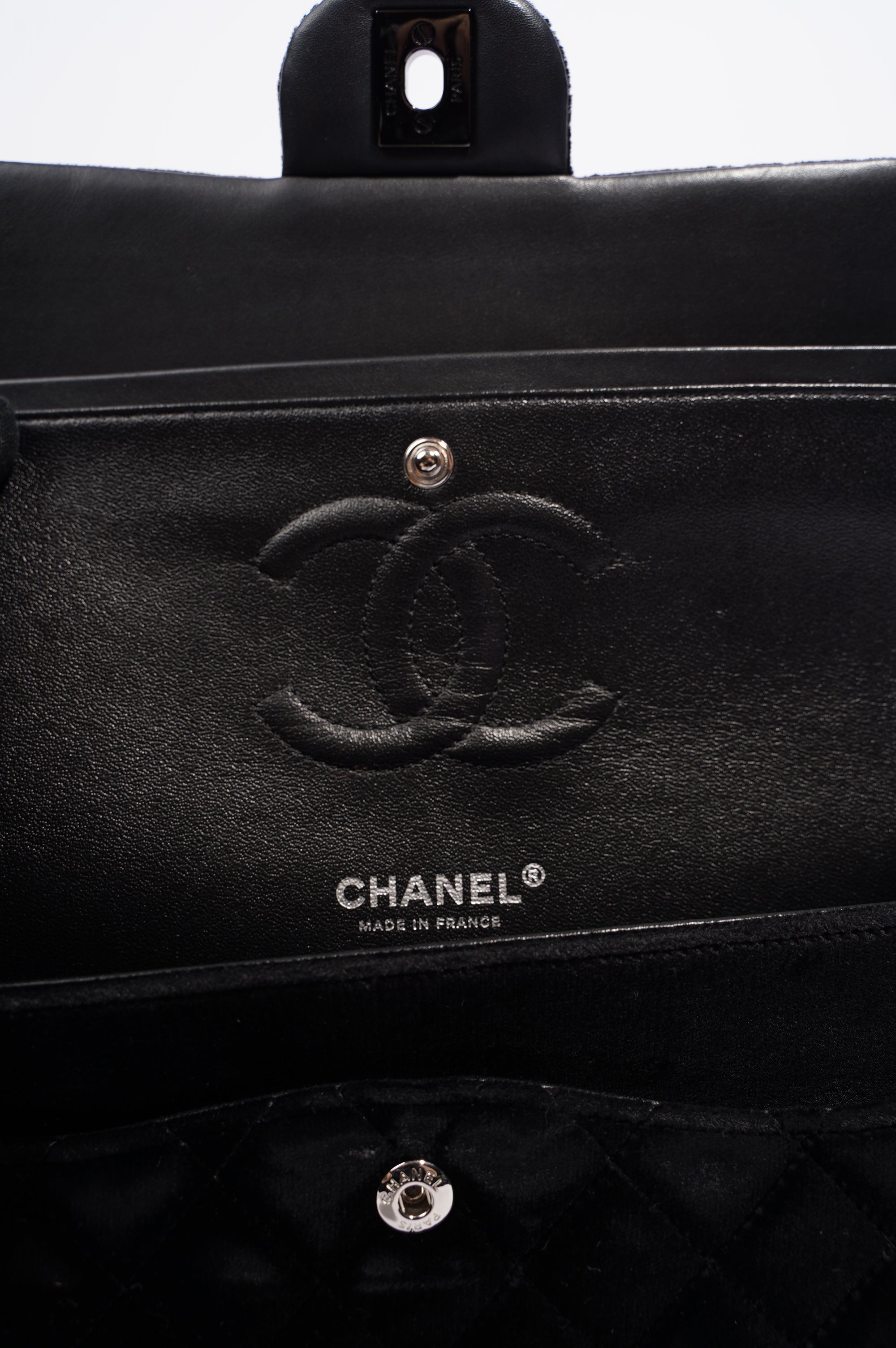 Chanel Womens Classic Flap Black Velvet Medium