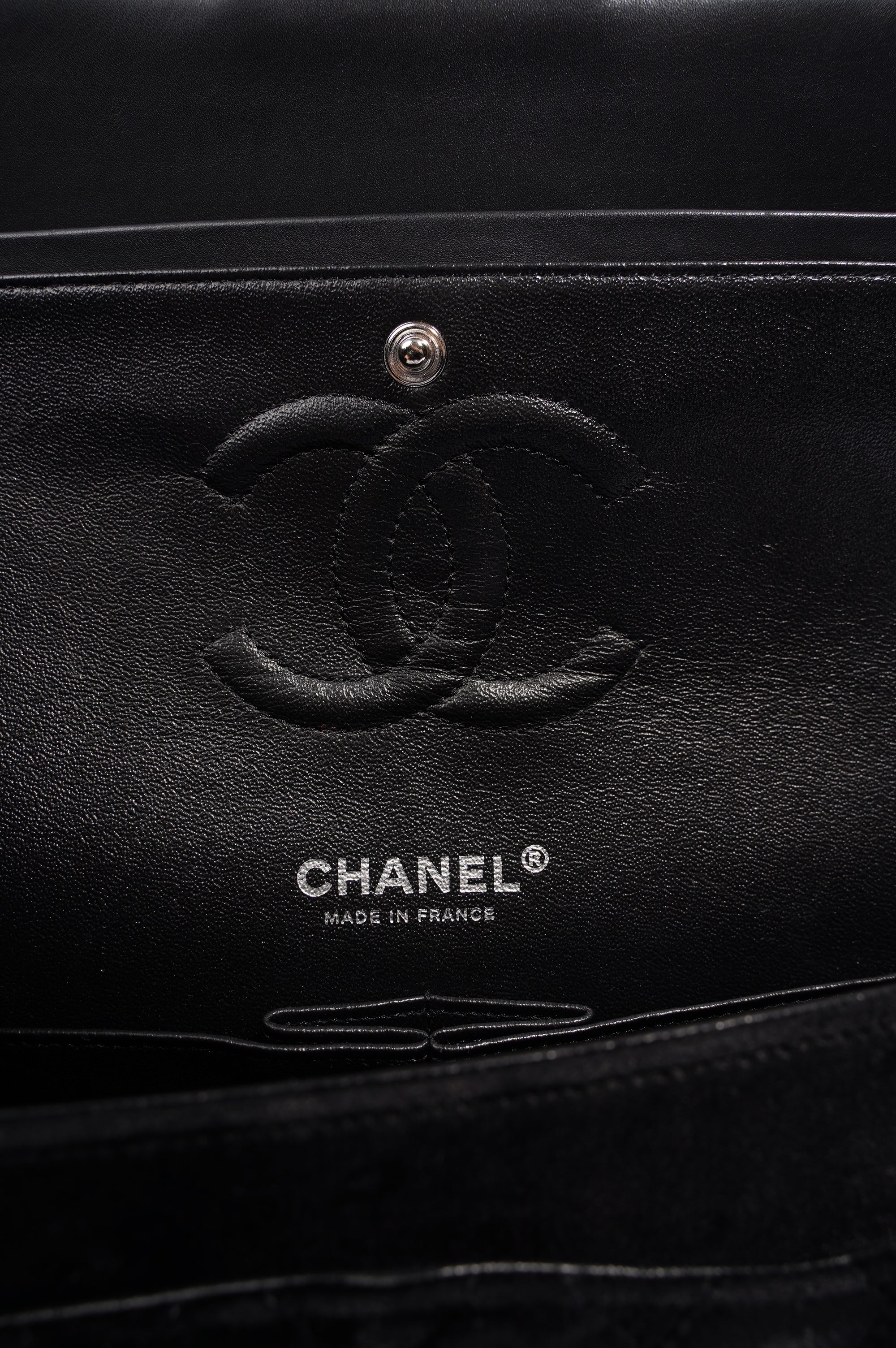 Chanel Womens Classic Flap Black Velvet Medium