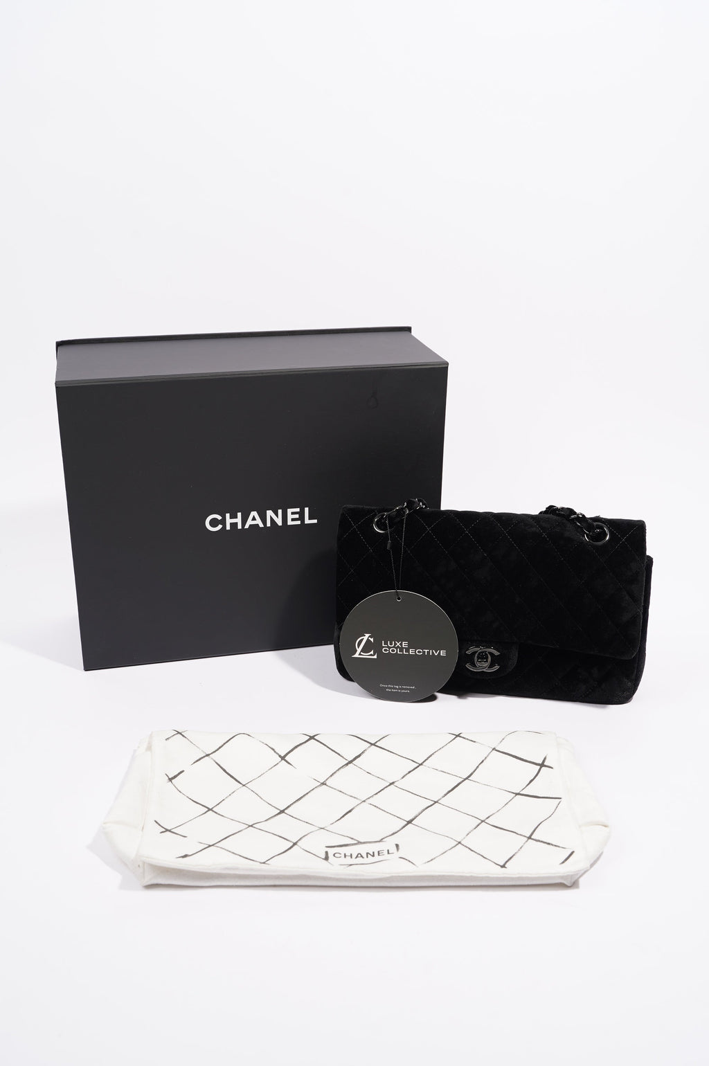 Chanel Womens Classic Flap Black Velvet Medium