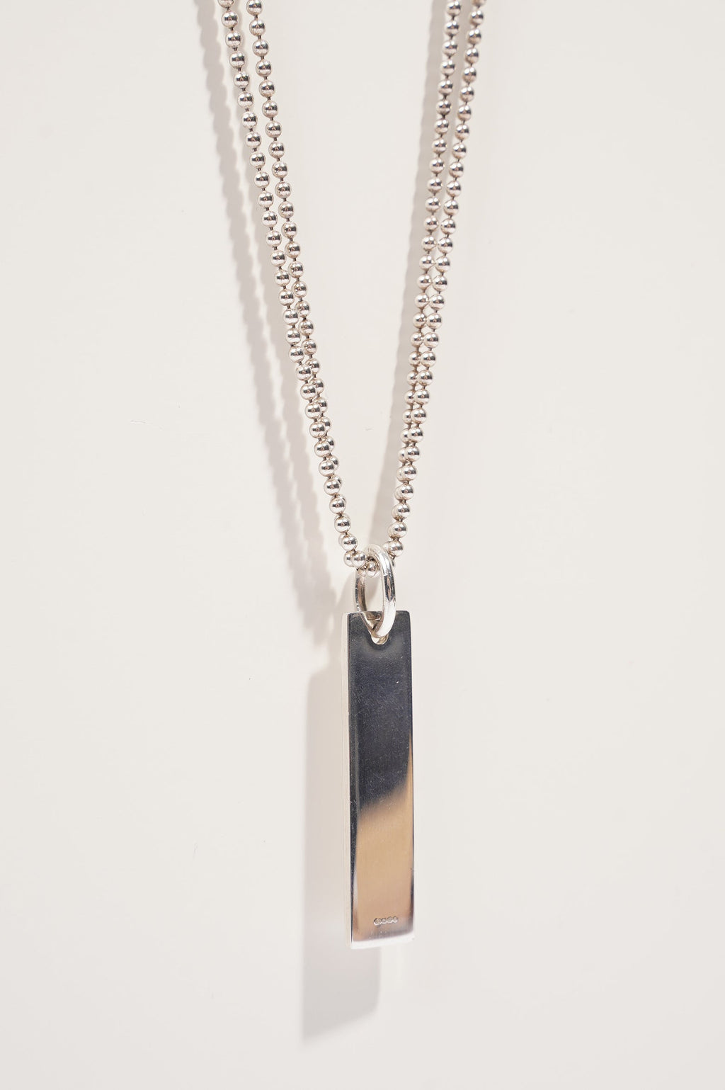 Gucci Mens Double Chain With Pendant Bar Silver
