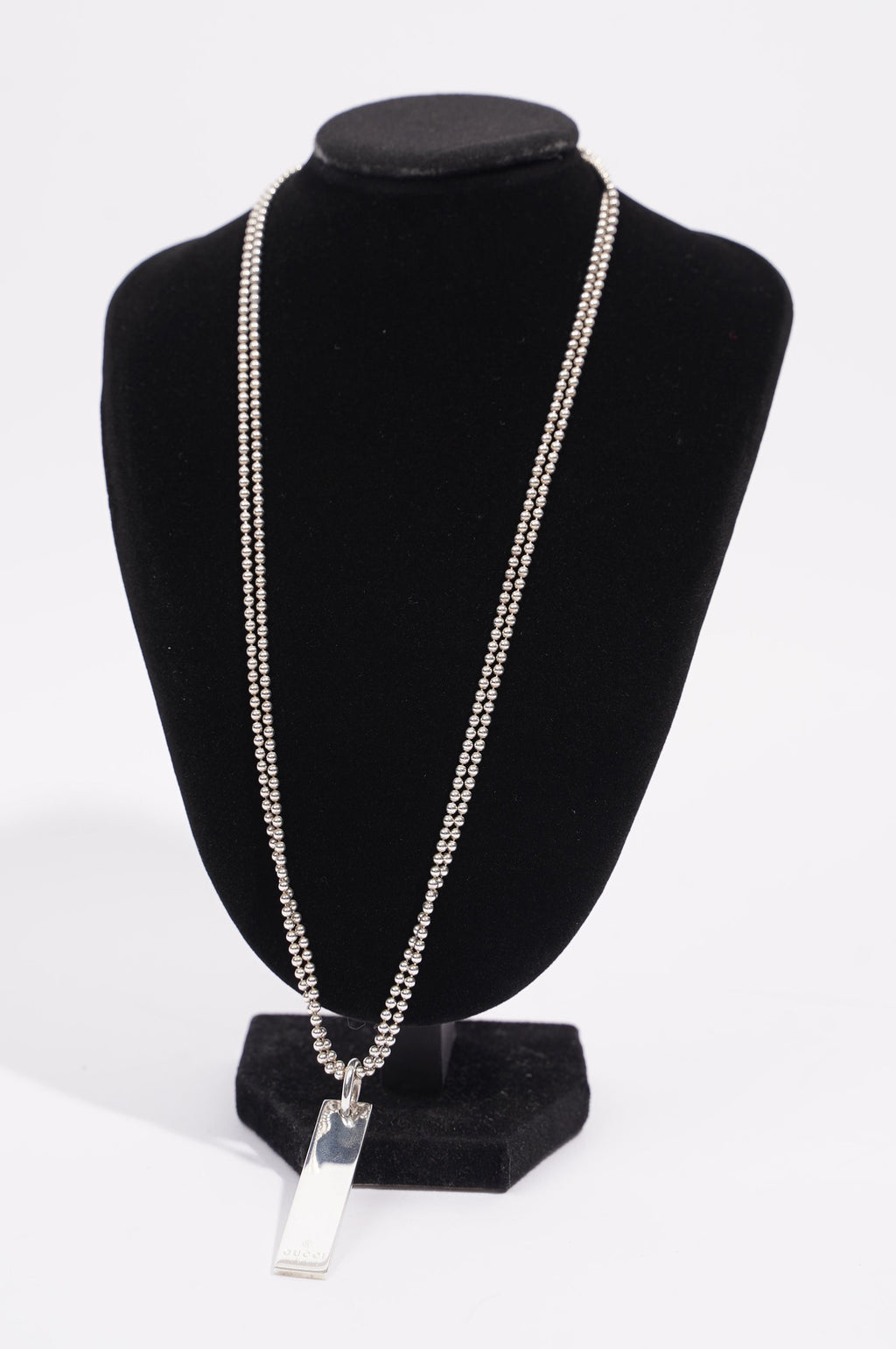 Gucci Mens Double Chain With Pendant Bar Silver