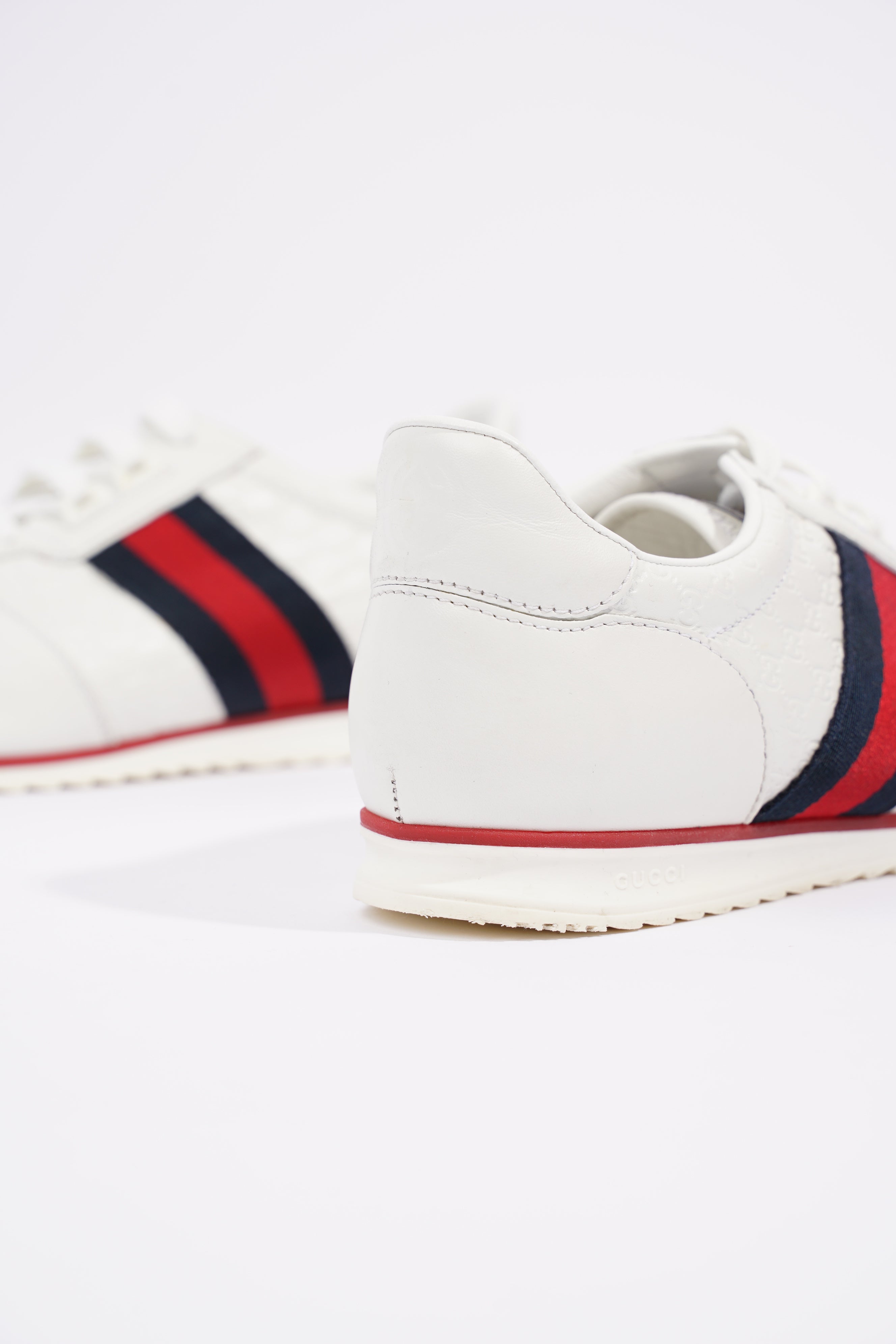 Gucci Womens Leather Low Top White / Green / Red EU 39.5 / UK 6.5