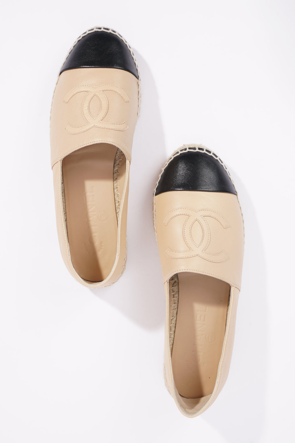 Chanel Womens Espadrilles Beige / Black EU 37 / UK 4
