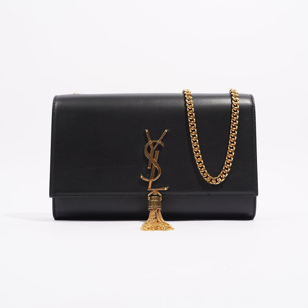 Saint Laurent Womens Kate Tassle Bag Black Leather / Gold Medium