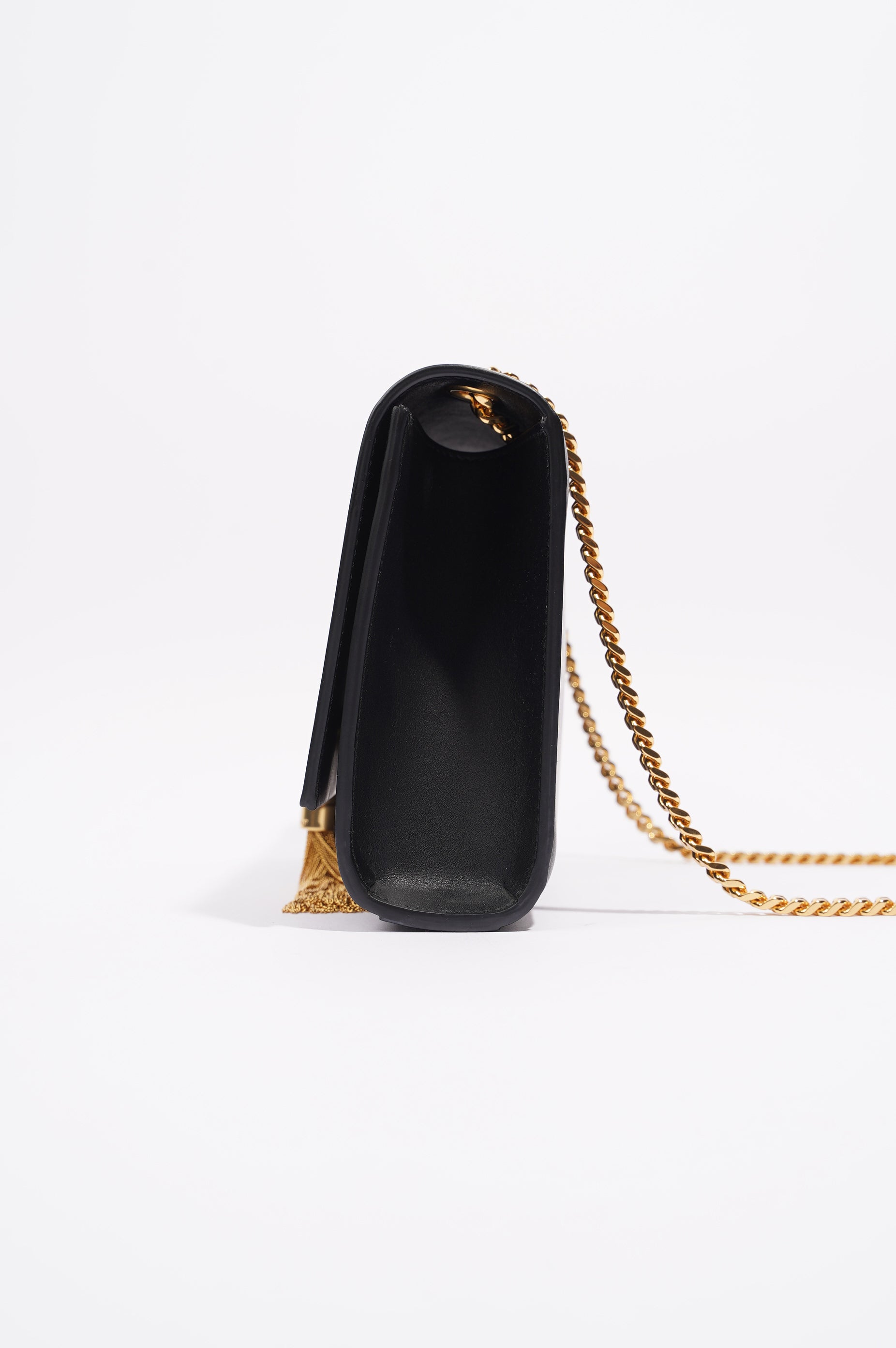 Saint Laurent Womens Kate Tassle Bag Black Leather / Gold Medium
