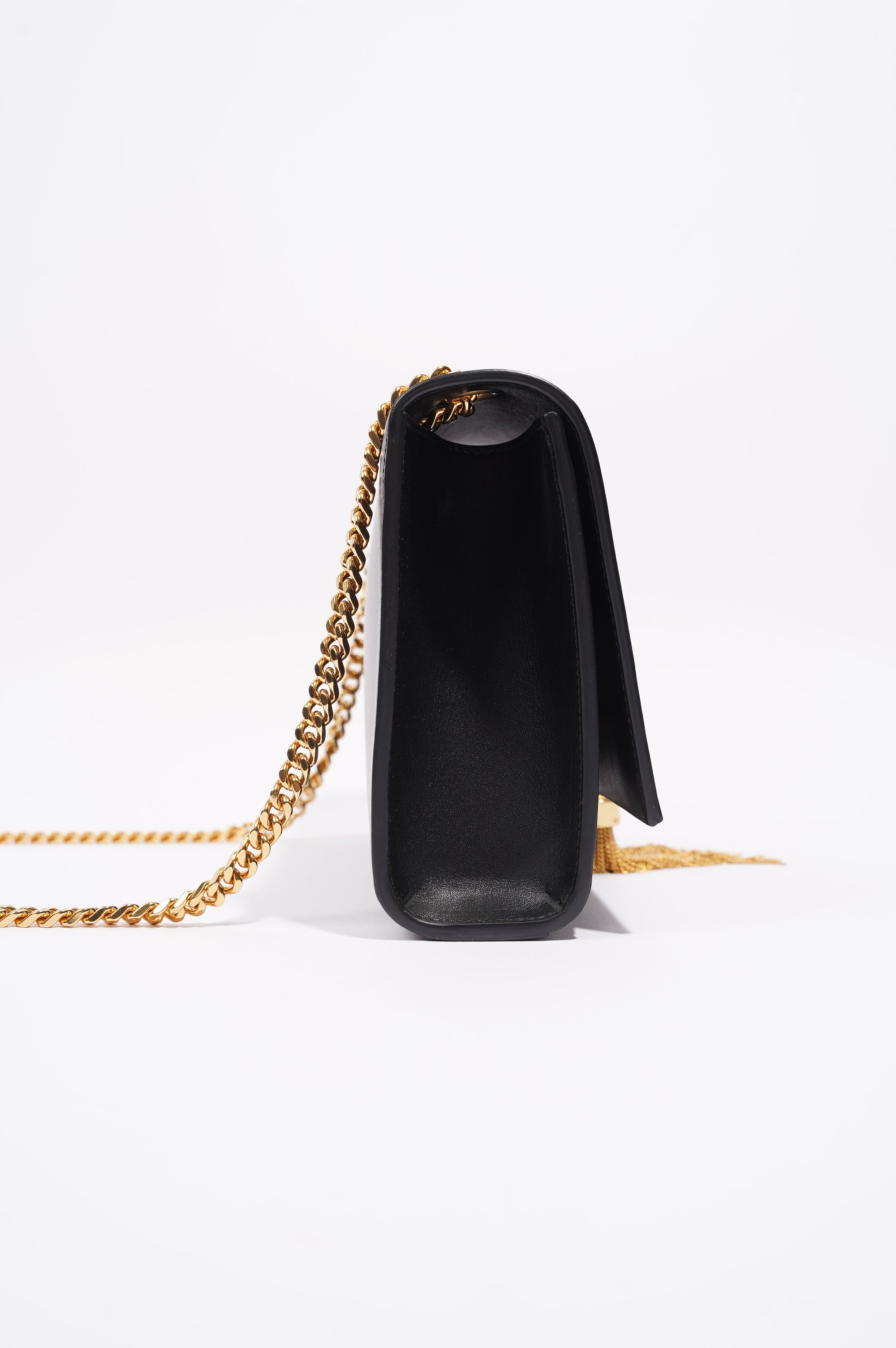 Saint Laurent Womens Kate Tassle Bag Black Leather / Gold Medium