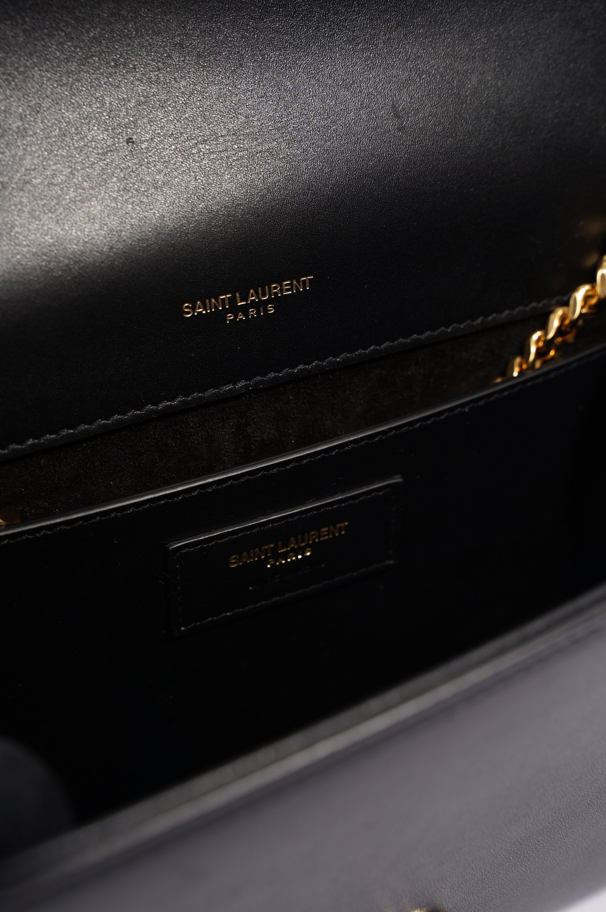 Saint Laurent Womens Kate Tassle Bag Black Leather / Gold Medium