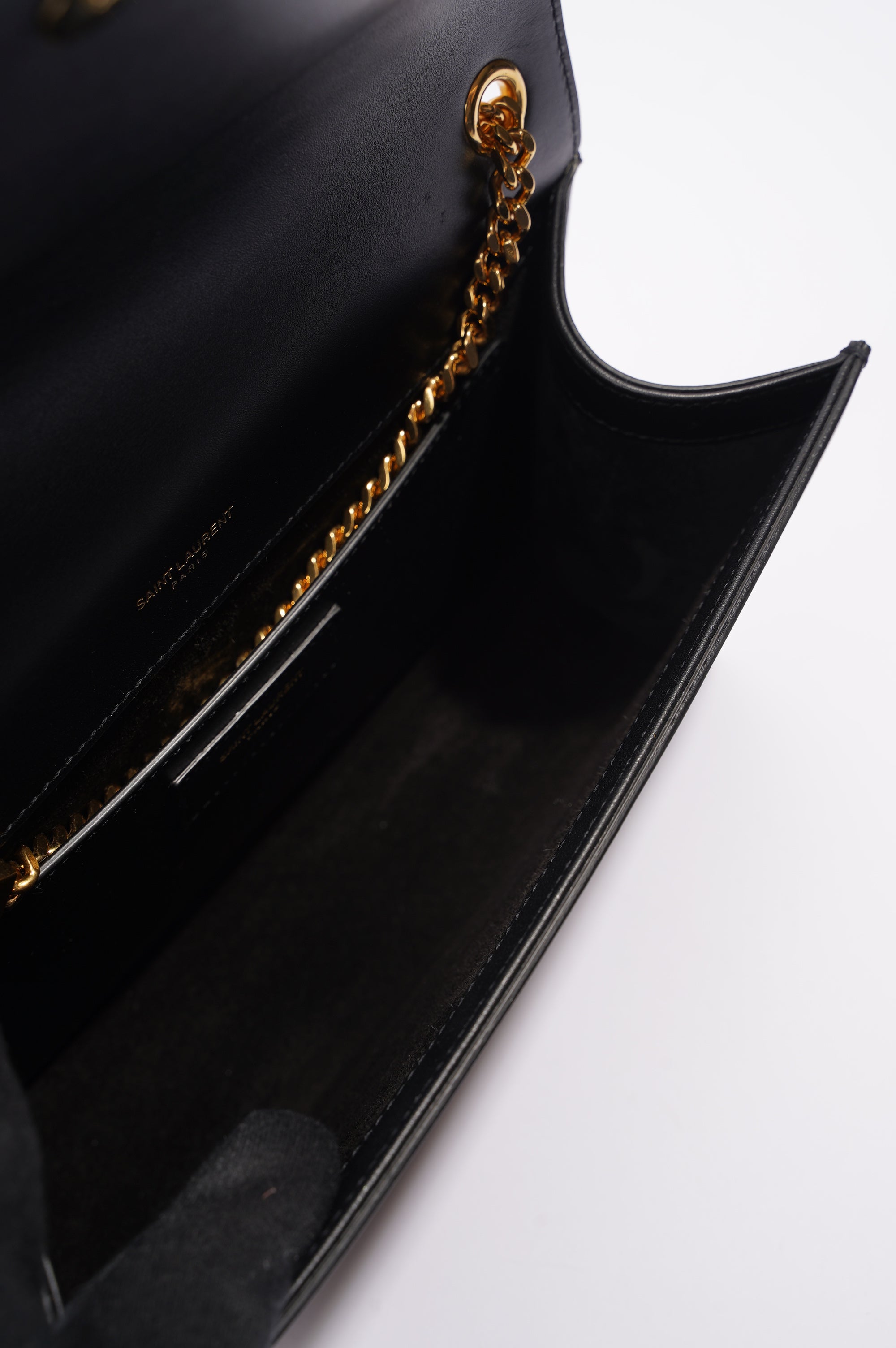 Saint Laurent Womens Kate Tassle Bag Black Leather / Gold Medium