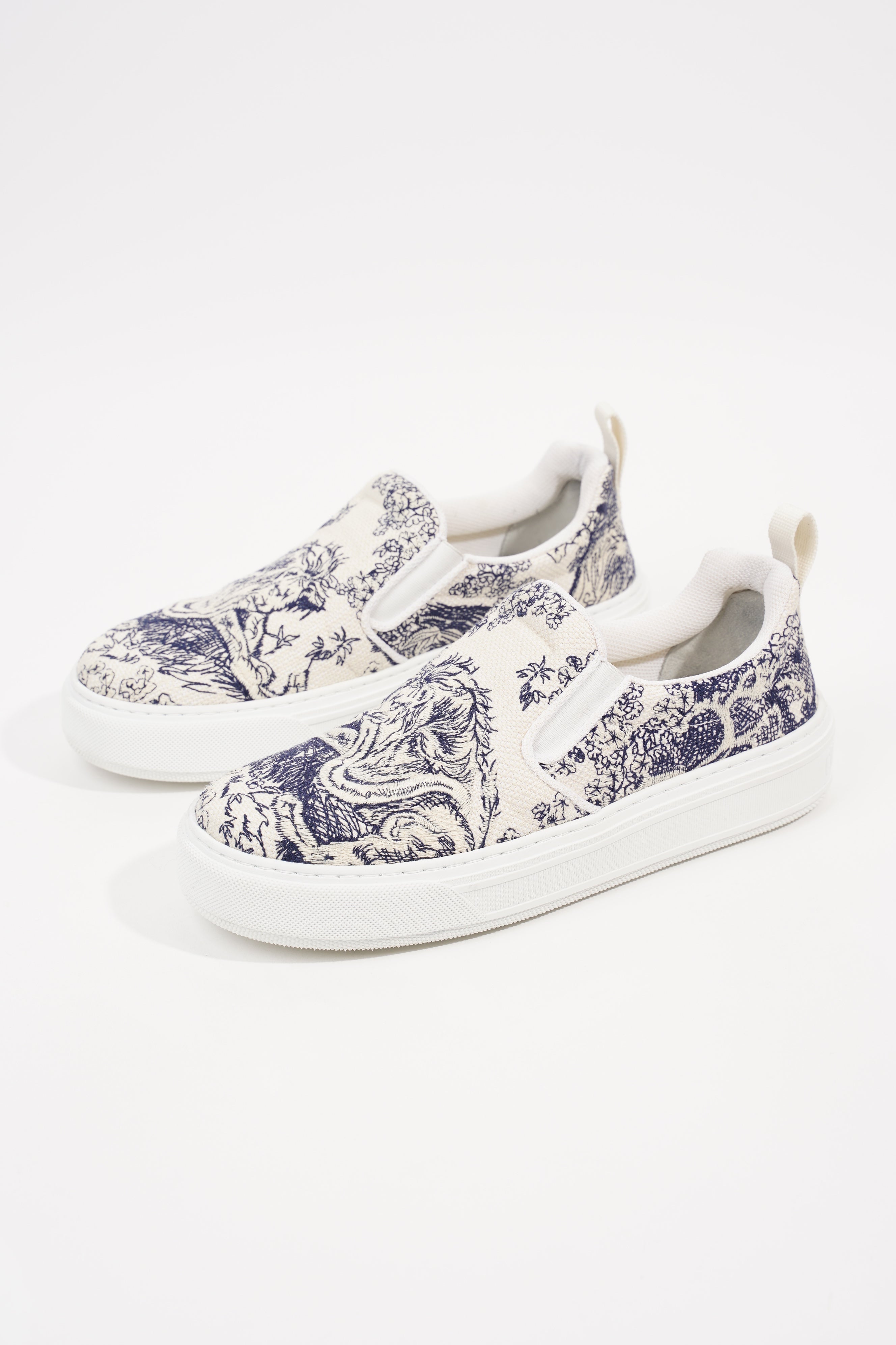 Christian Dior Womens Toile De Jouye Slip On Sneaker Off White Blue EU 39.5 / UK 6.5