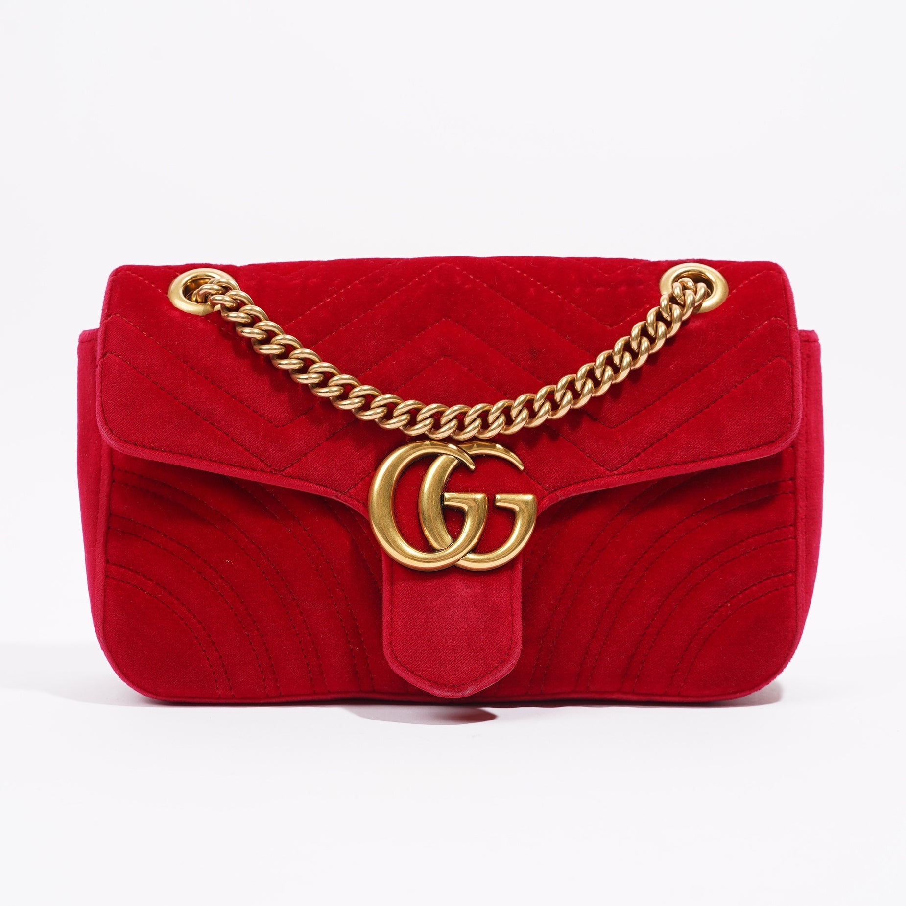 Gucci GG Marmont Black Red Velvet Small