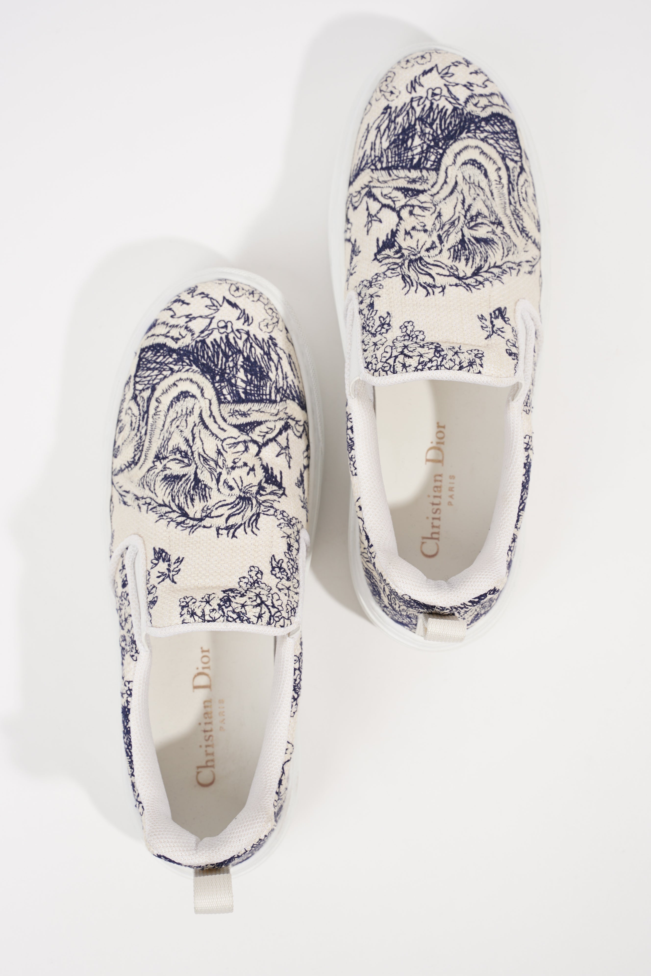 Christian Dior Womens Toile De Jouye Slip On Sneaker Off White Blue EU 39.5 / UK 6.5
