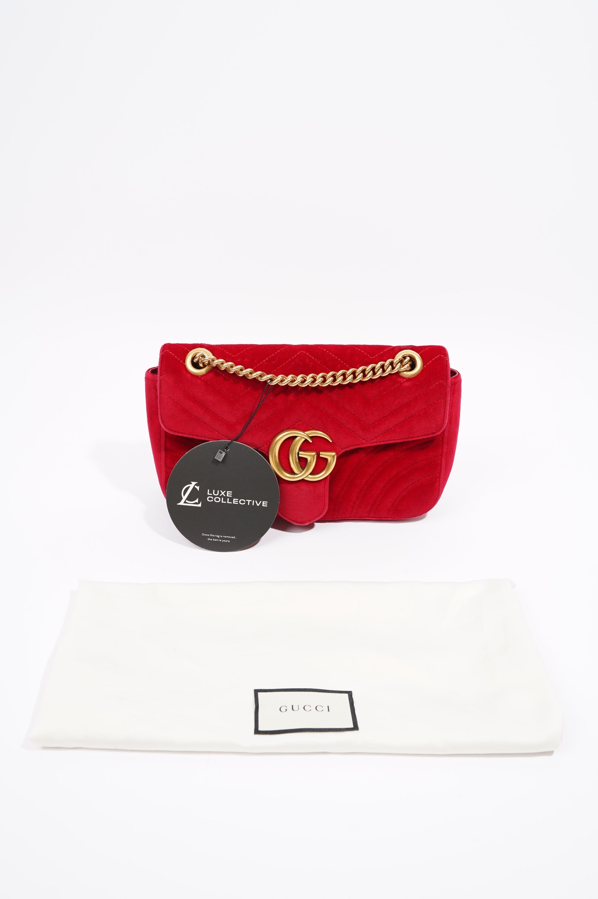 Gucci GG Marmont Black Red Velvet Small