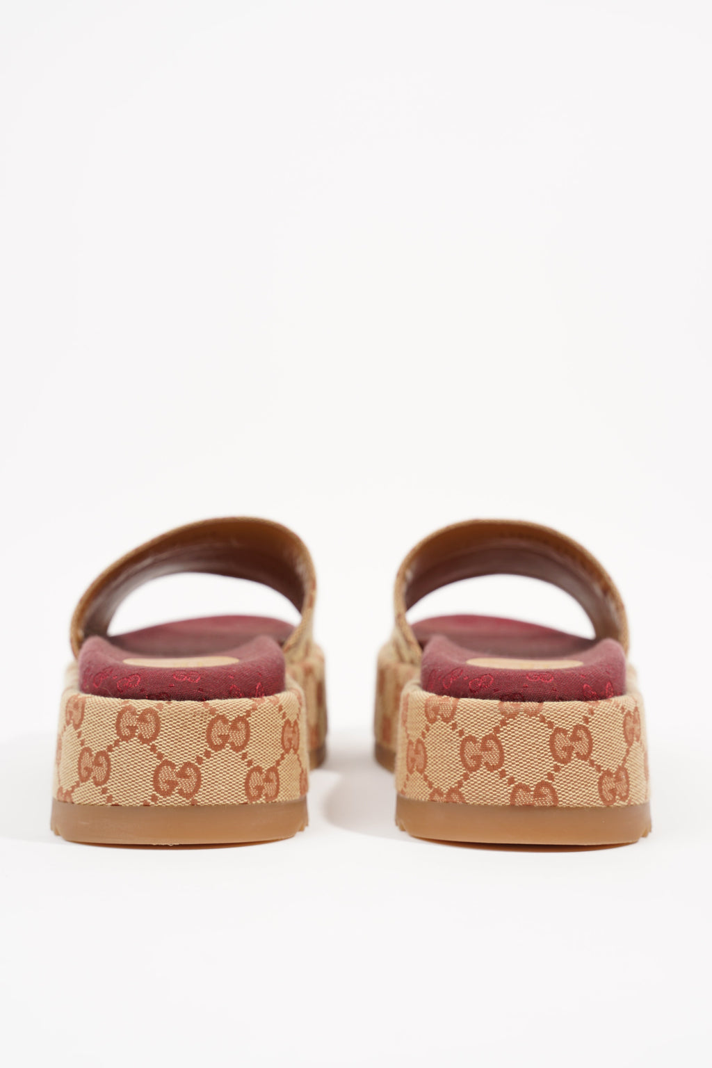Gucci Womens Original GG Slide Sandal Beige / Brick Red EU 39.5 / UK 6.5
