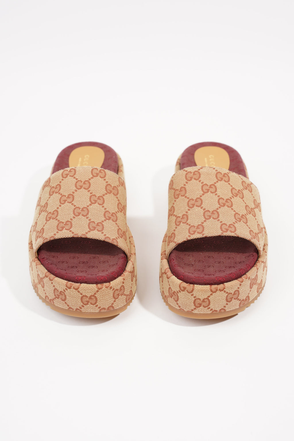Gucci Womens Original GG Slide Sandal Beige / Brick Red EU 39.5 / UK 6.5