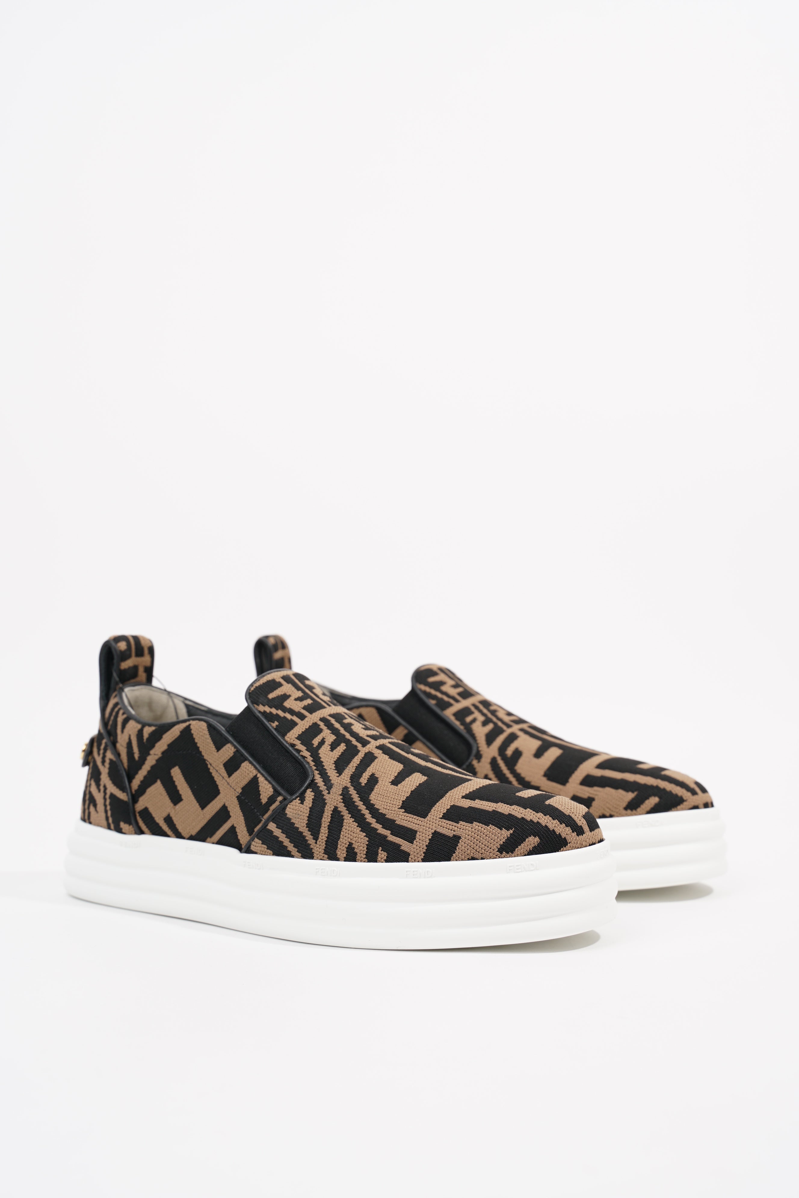 Fendi Womens Slip On Sneaker Zucca / White EU 38 / UK 5