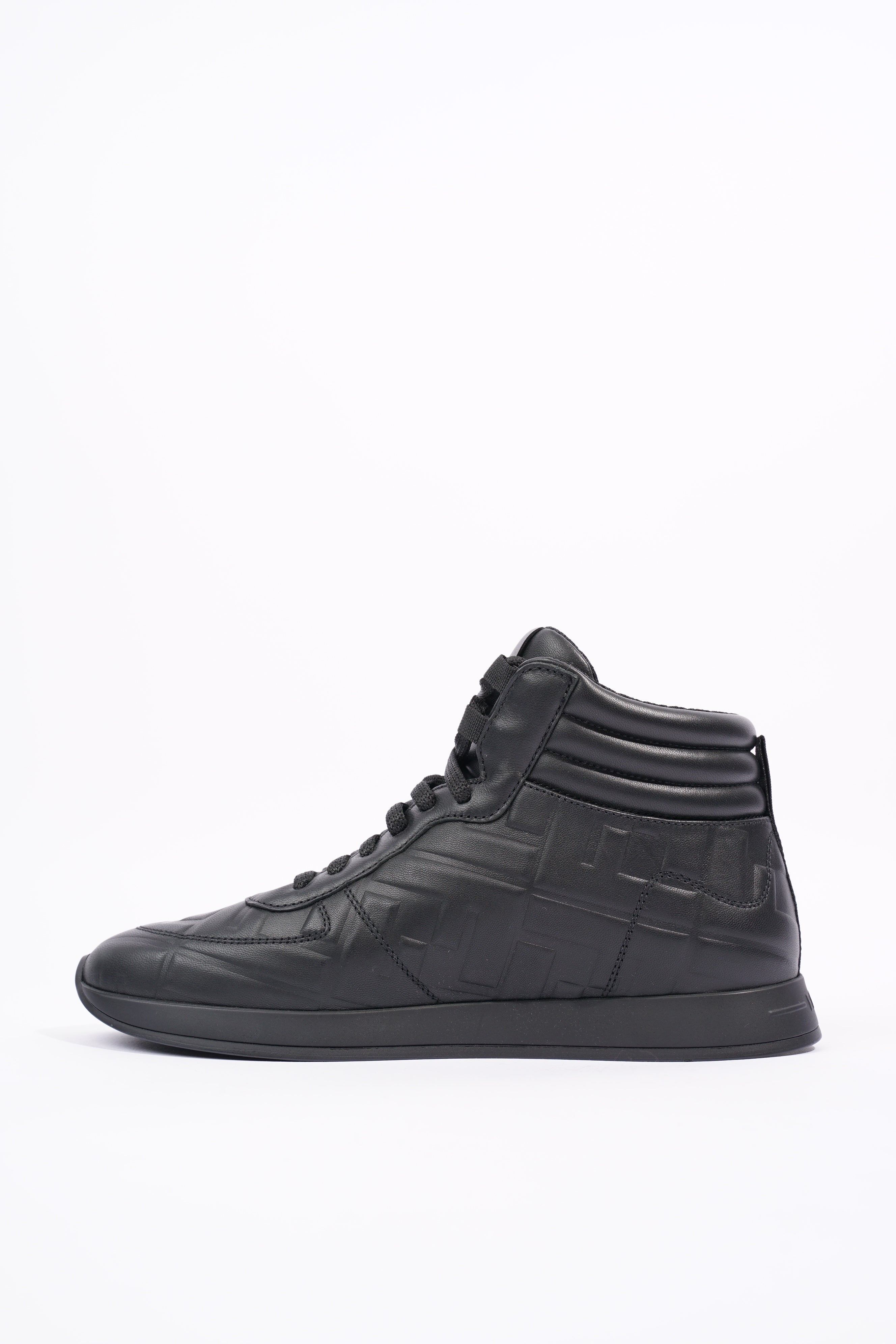 Fendi Womens Embossed Motif High Top Sneaker Black EU 36 / UK 3