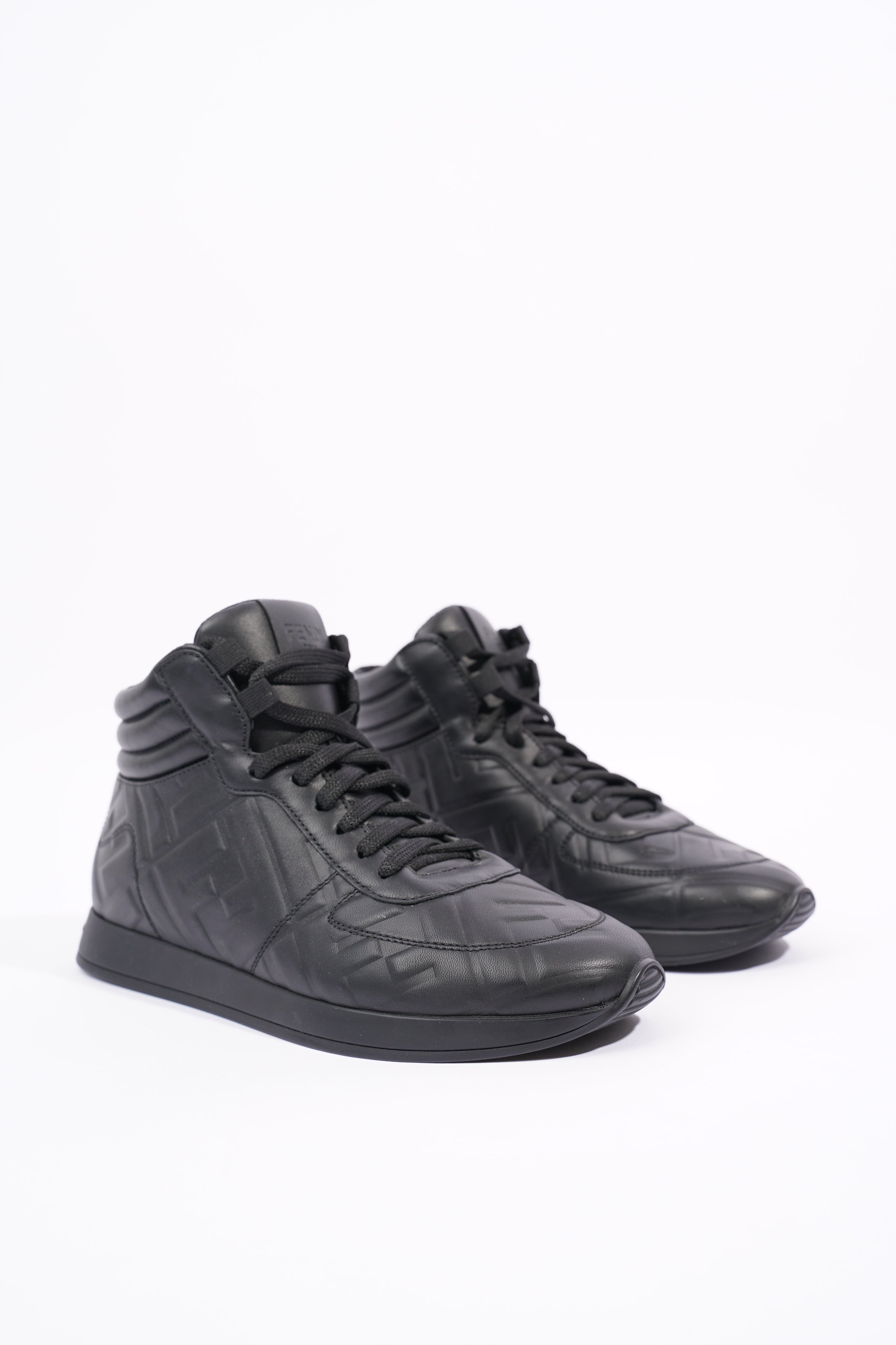 Fendi Womens Embossed Motif High Top Sneaker Black EU 36 / UK 3
