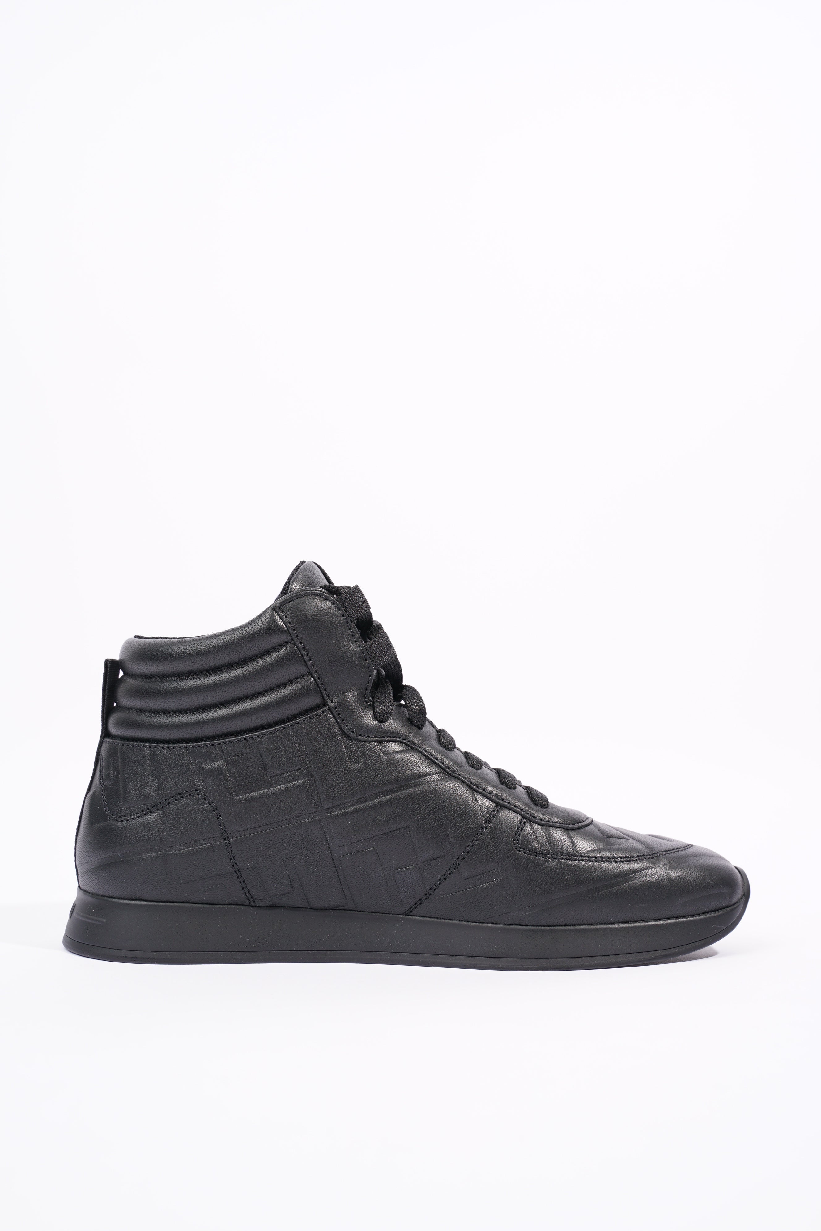 Fendi Womens Embossed Motif High Top Sneaker Black EU 36 / UK 3