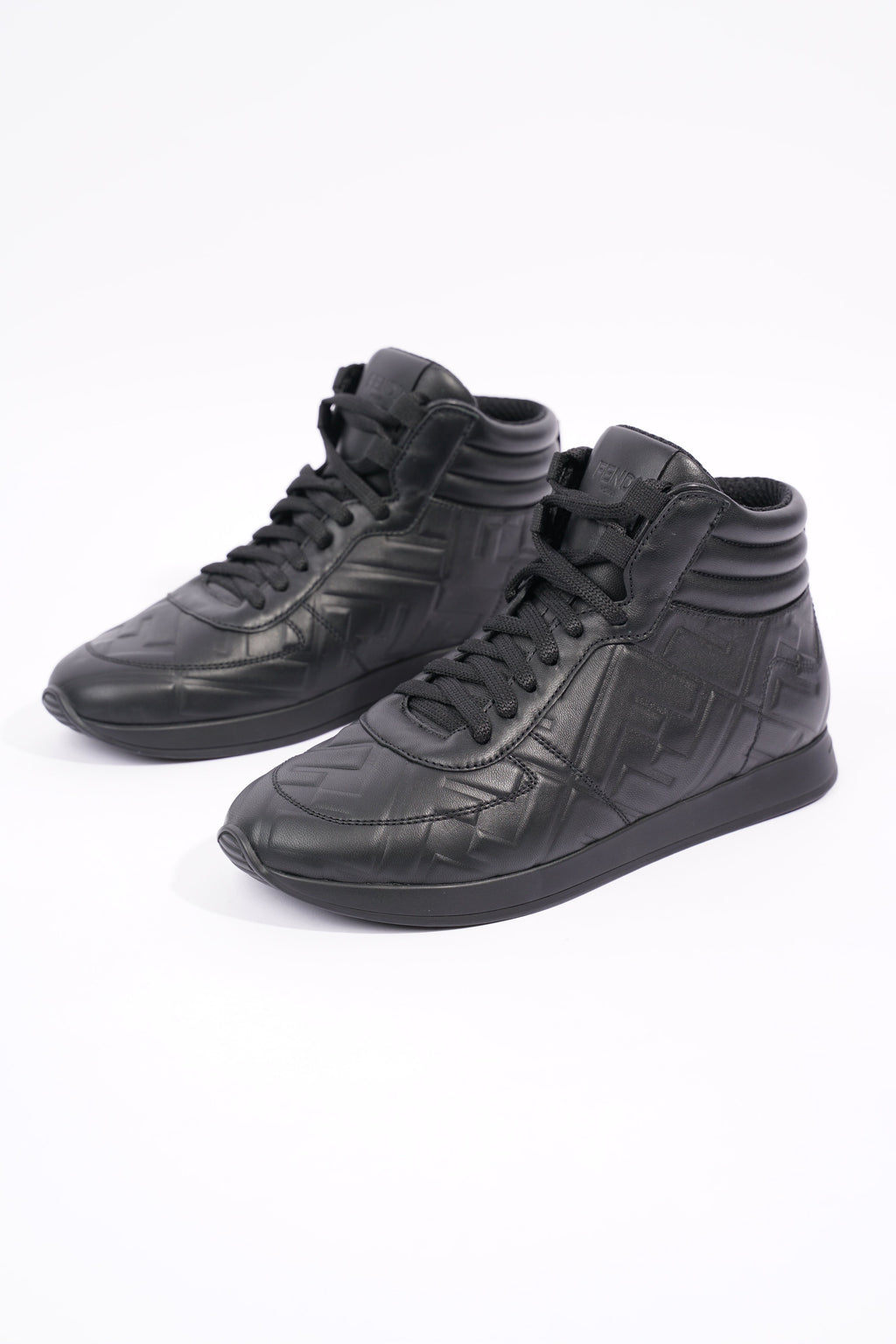 Fendi Womens Embossed Motif High Top Sneaker Black EU 36 / UK 3