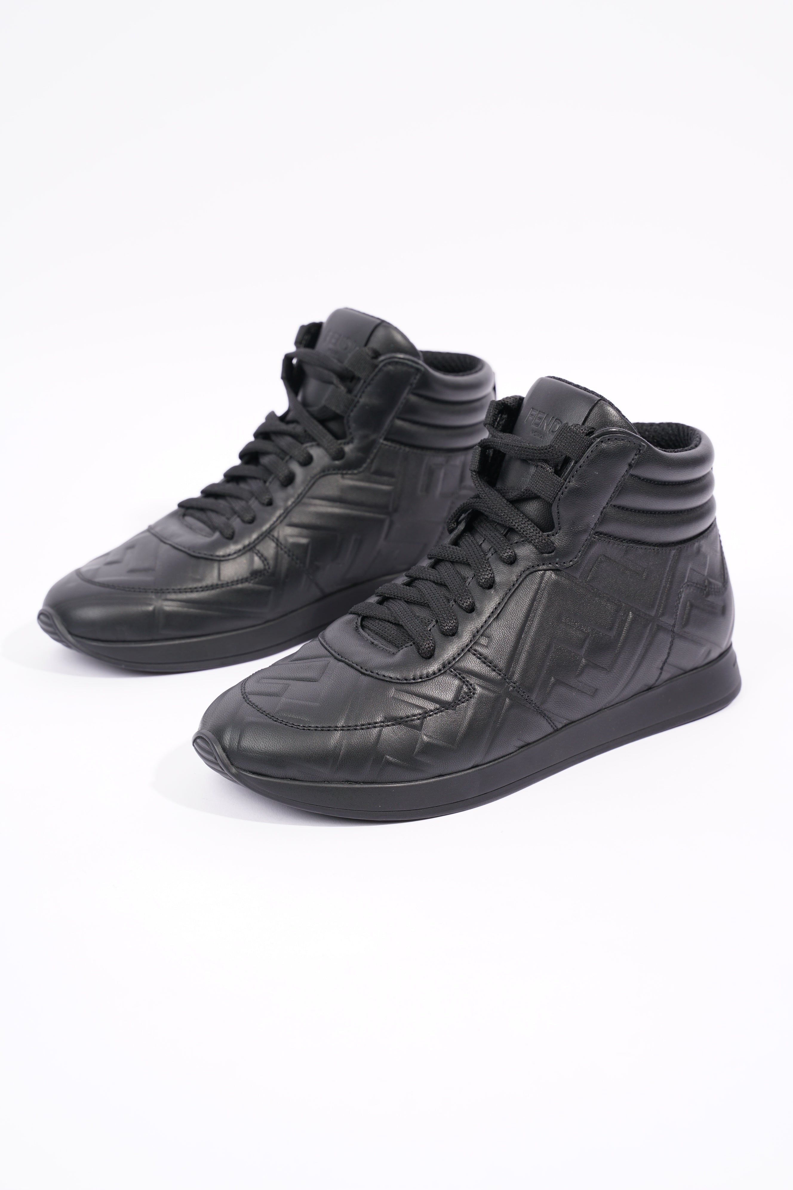 Fendi Womens Embossed Motif High Top Sneaker Black EU 36 / UK 3