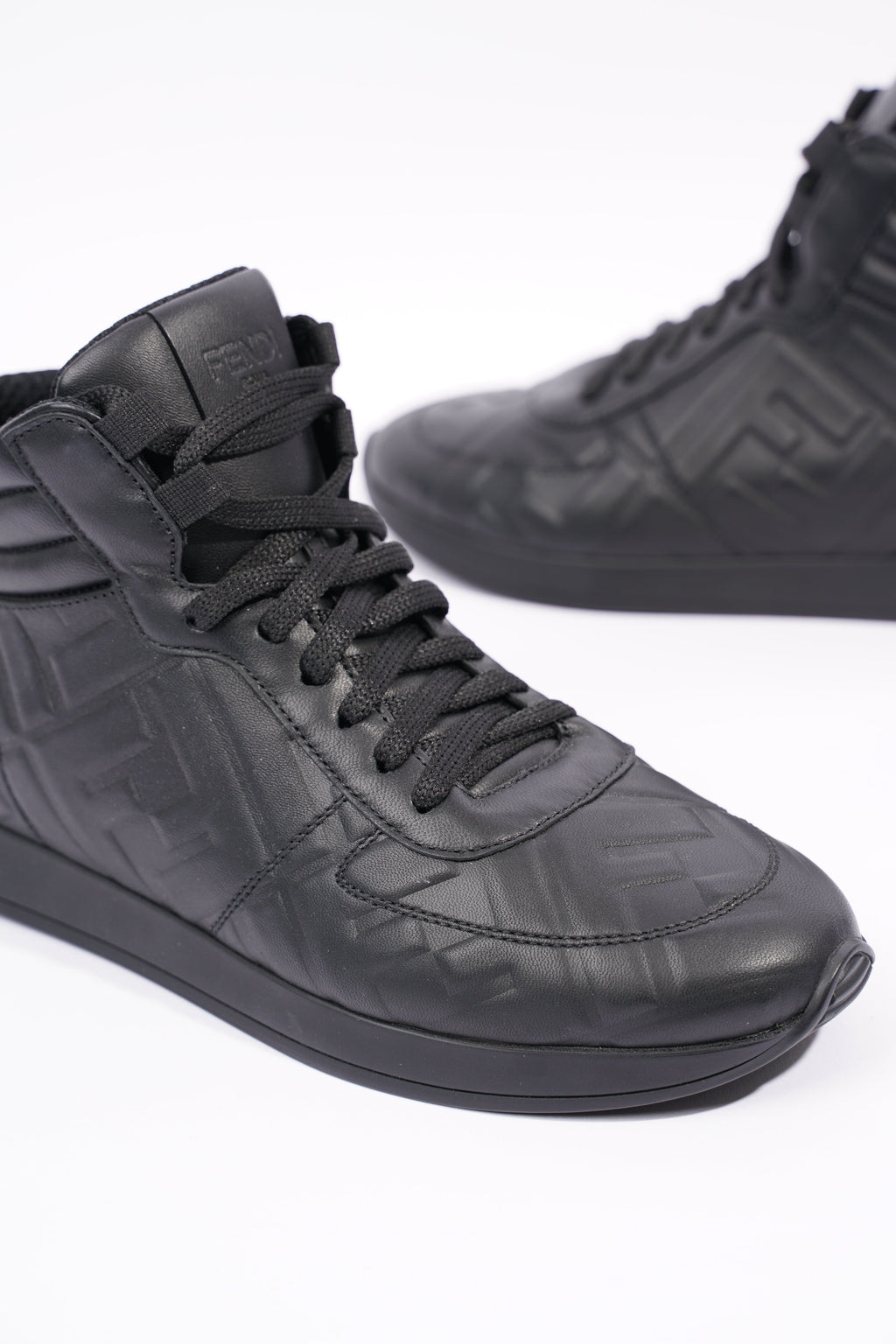 Fendi Womens Embossed Motif High Top Sneaker Black EU 36 / UK 3