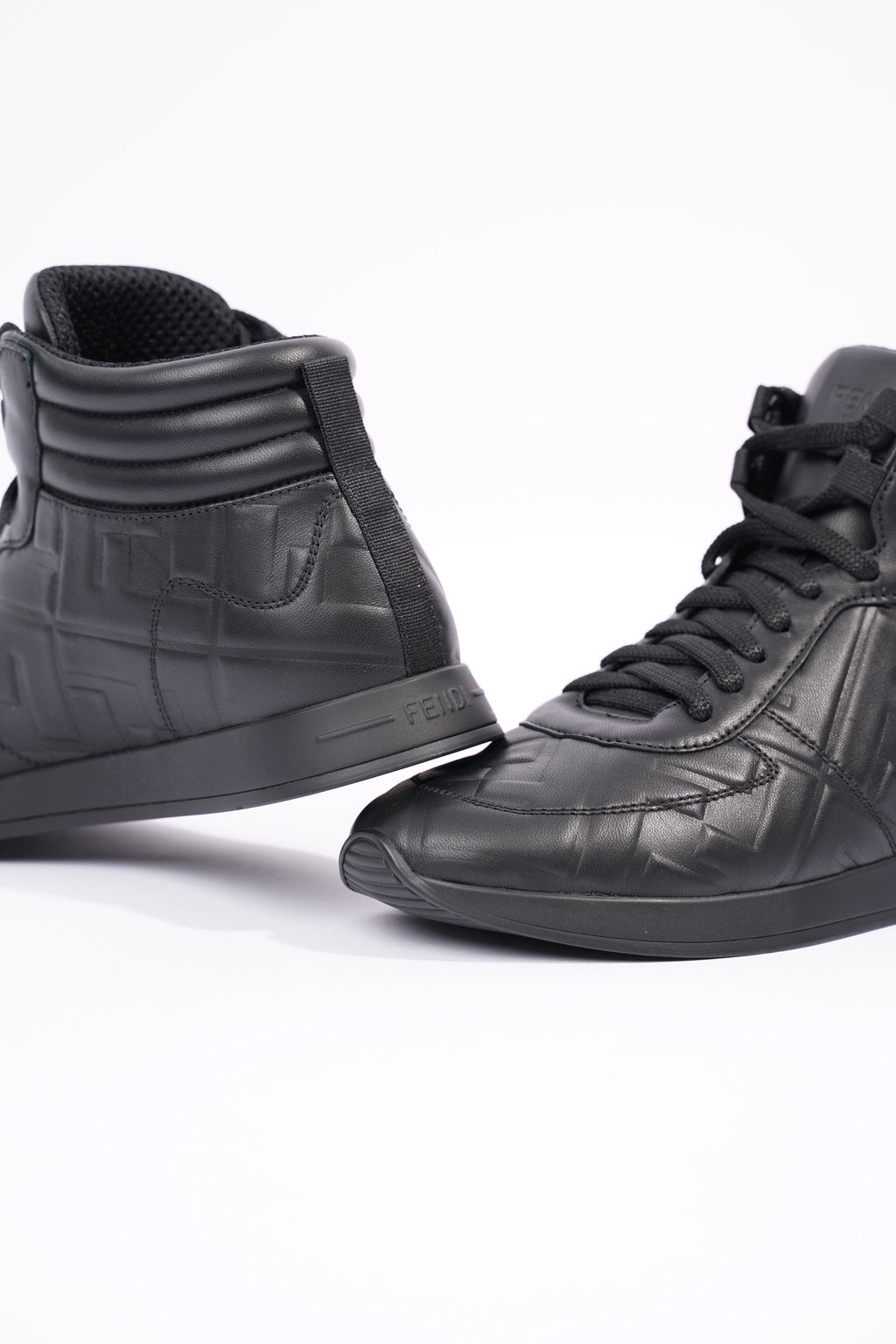 Fendi Womens Embossed Motif High Top Sneaker Black EU 36 / UK 3