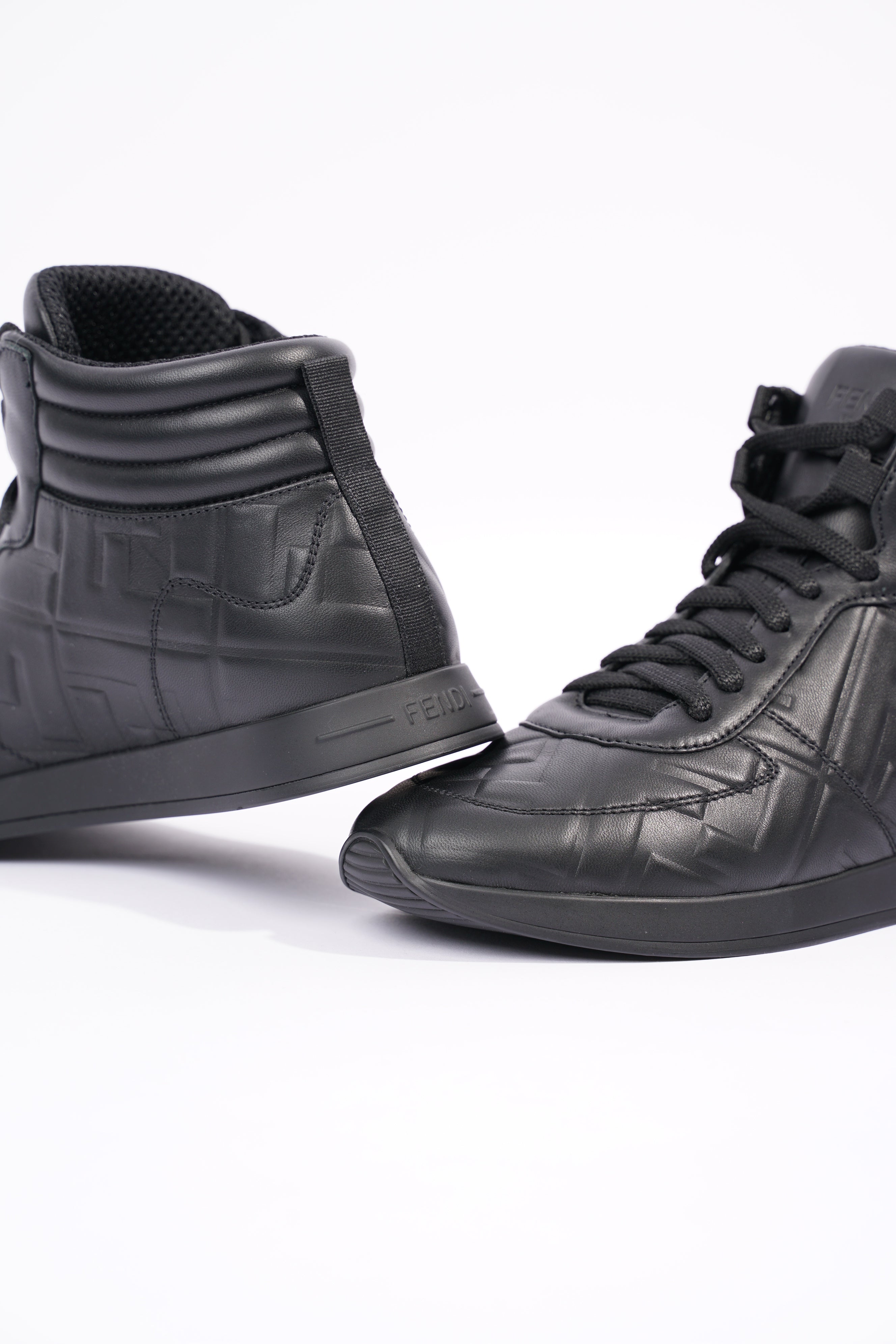Fendi Womens Embossed Motif High Top Sneaker Black EU 36 / UK 3