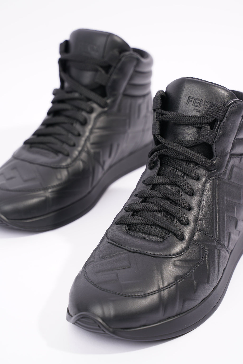 Fendi Womens Embossed Motif High Top Sneaker Black EU 36 / UK 3