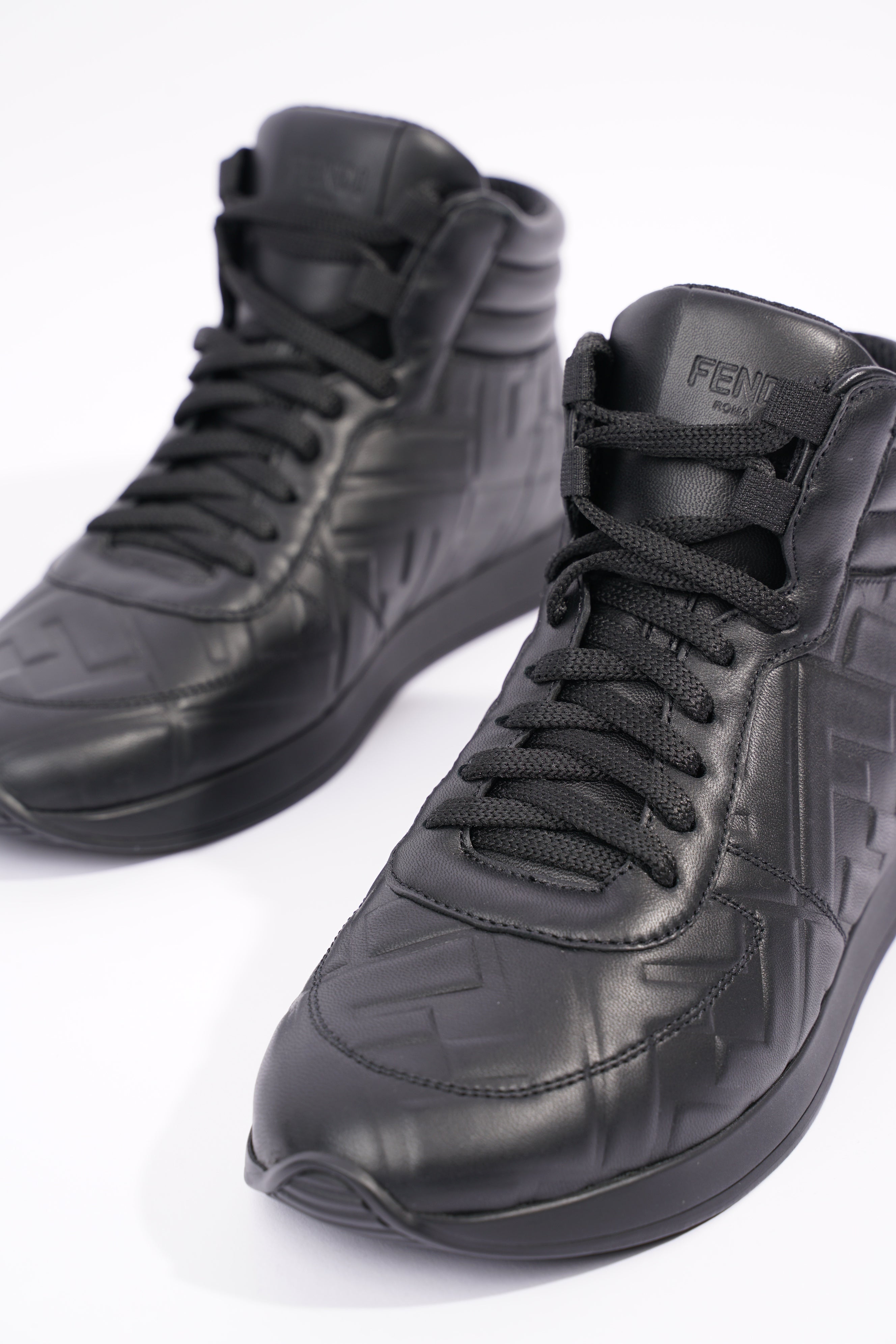 Fendi Womens Embossed Motif High Top Sneaker Black EU 36 / UK 3