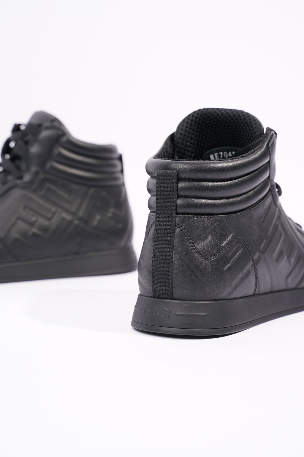 Fendi Womens Embossed Motif High Top Sneaker Black EU 36 / UK 3