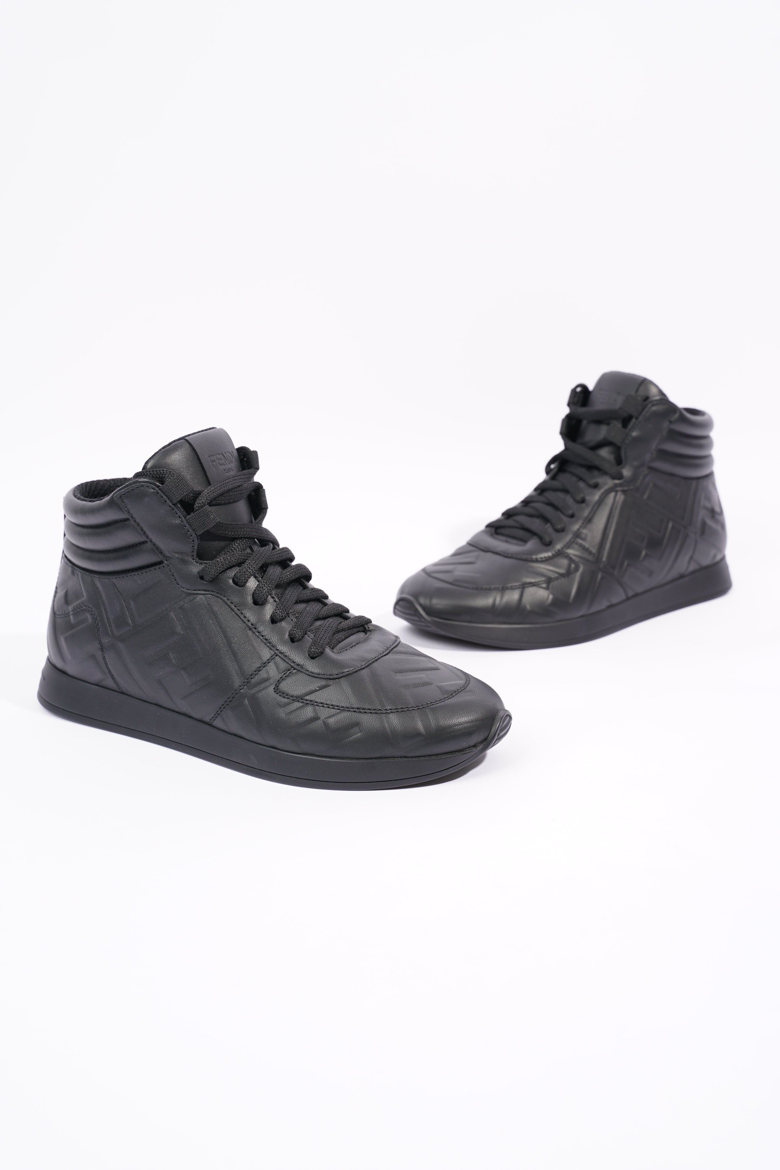 Fendi Womens Embossed Motif High Top Sneaker Black EU 36 / UK 3