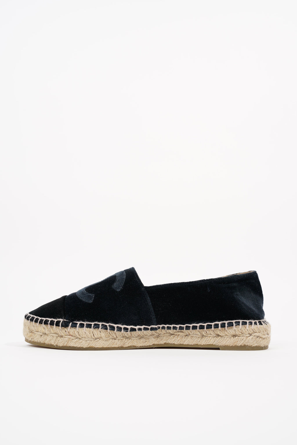 Chanel Womens Espadrilles Navy Velvet EU 38 / UK 5