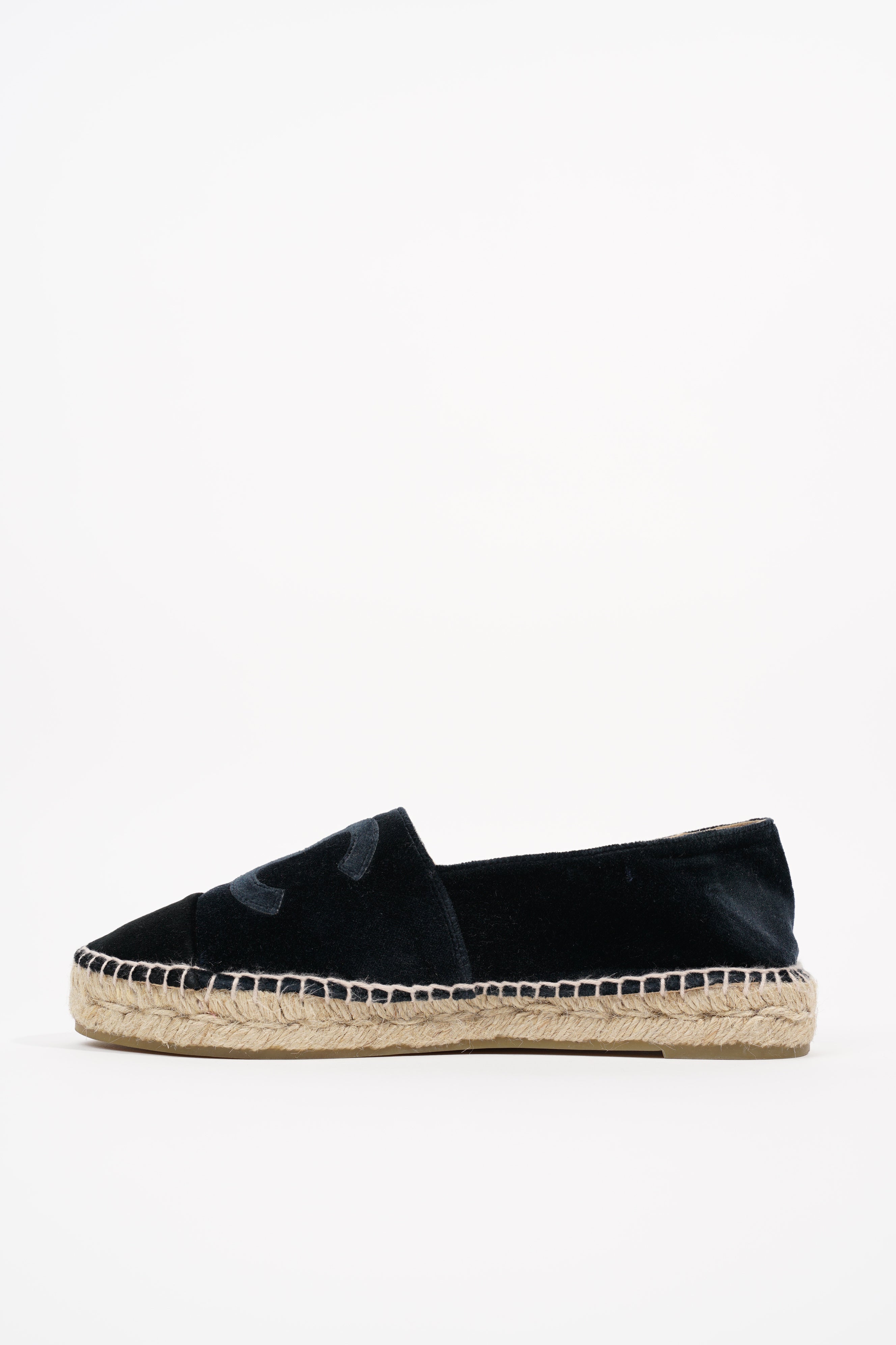 Chanel Womens Espadrilles Navy Velvet EU 38 / UK 5