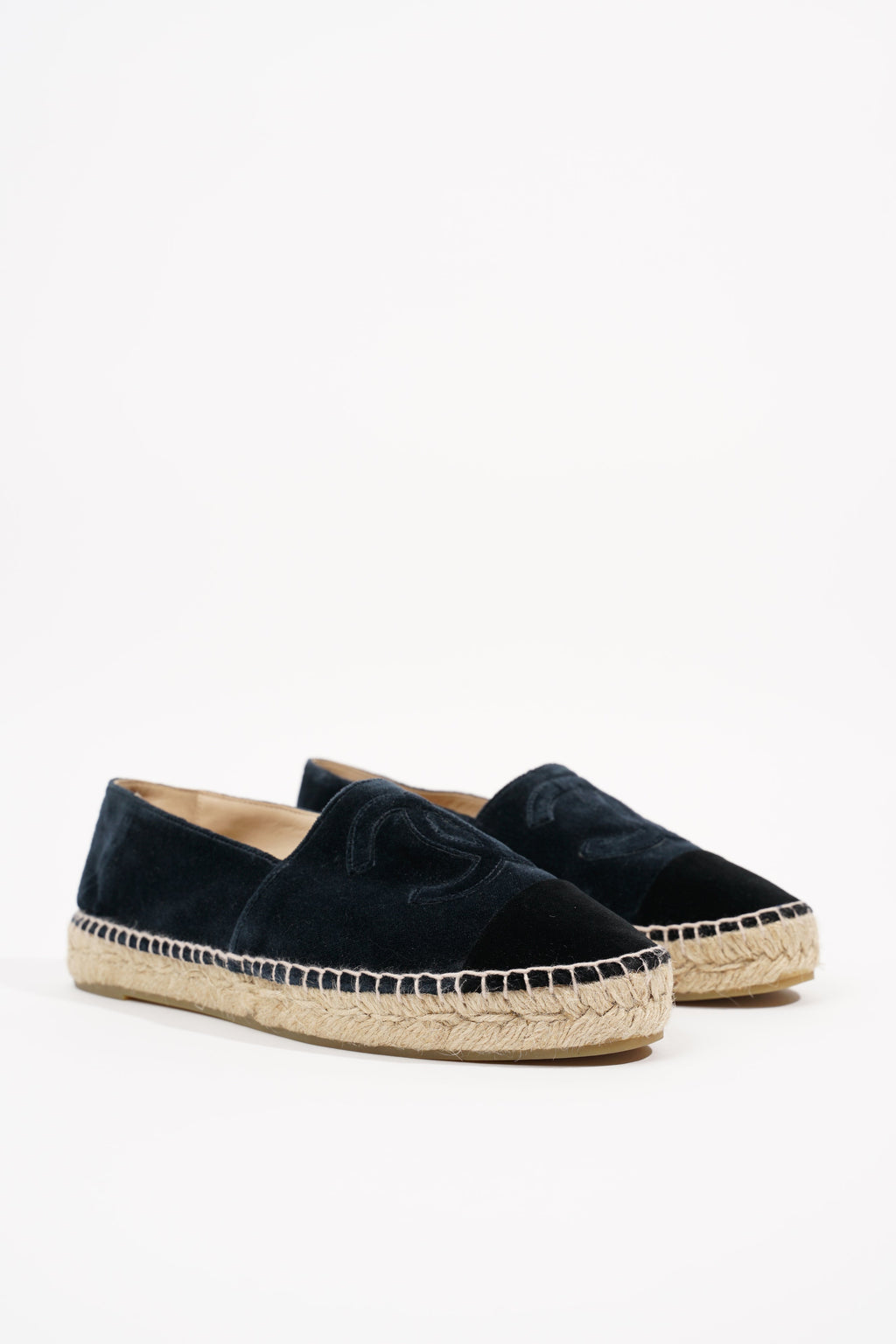 Chanel Womens Espadrilles Navy Velvet EU 38 / UK 5