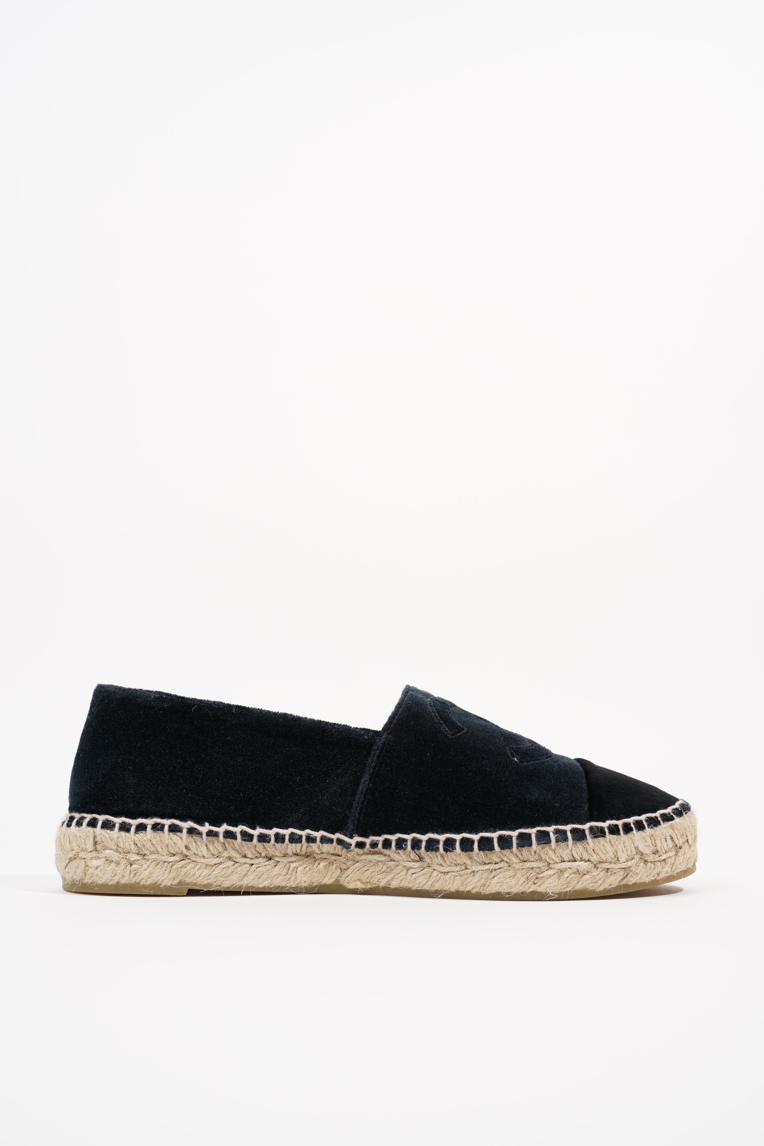 Chanel Womens Espadrilles Navy Velvet EU 38 / UK 5