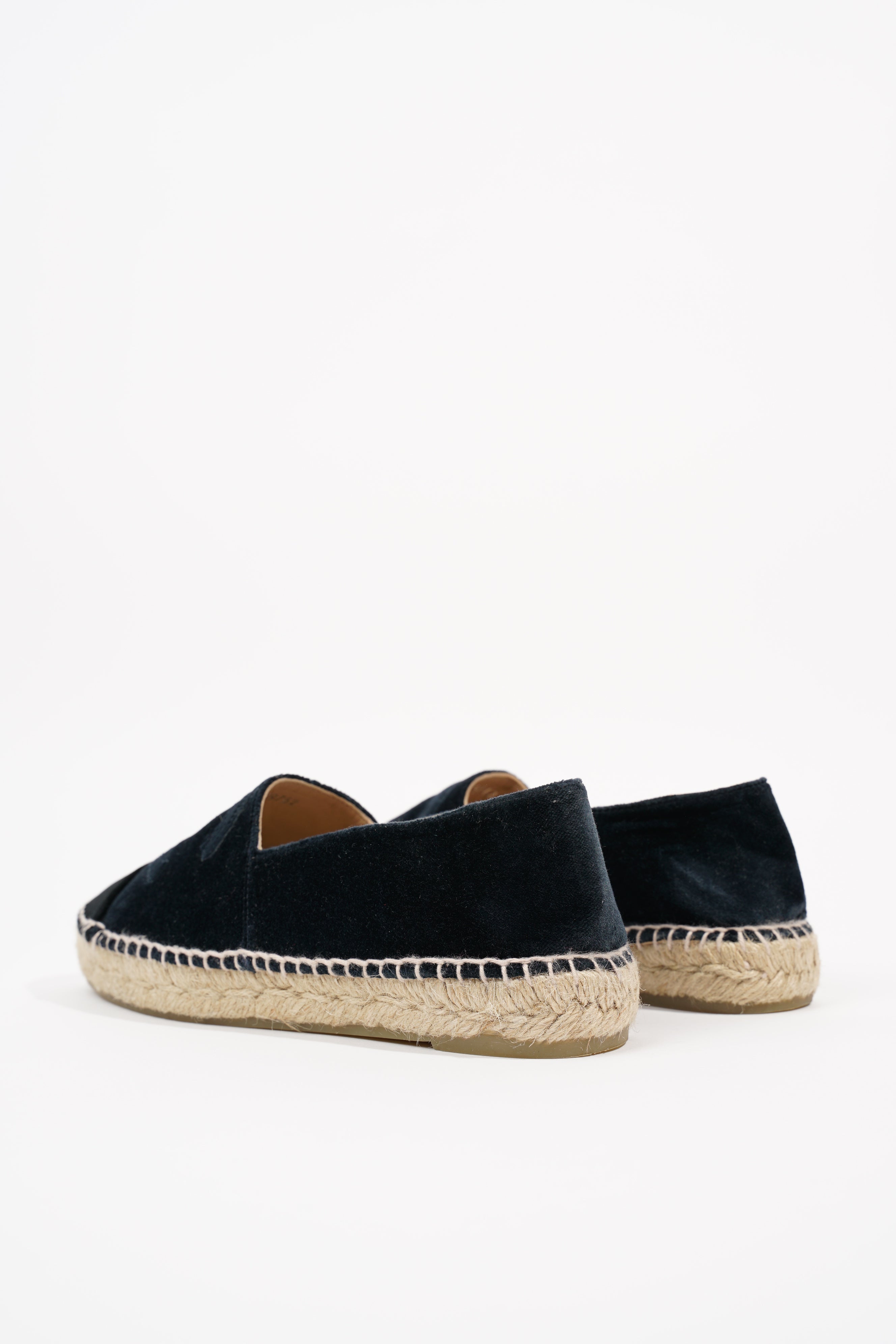 Chanel Womens Espadrilles Navy Velvet EU 38 / UK 5